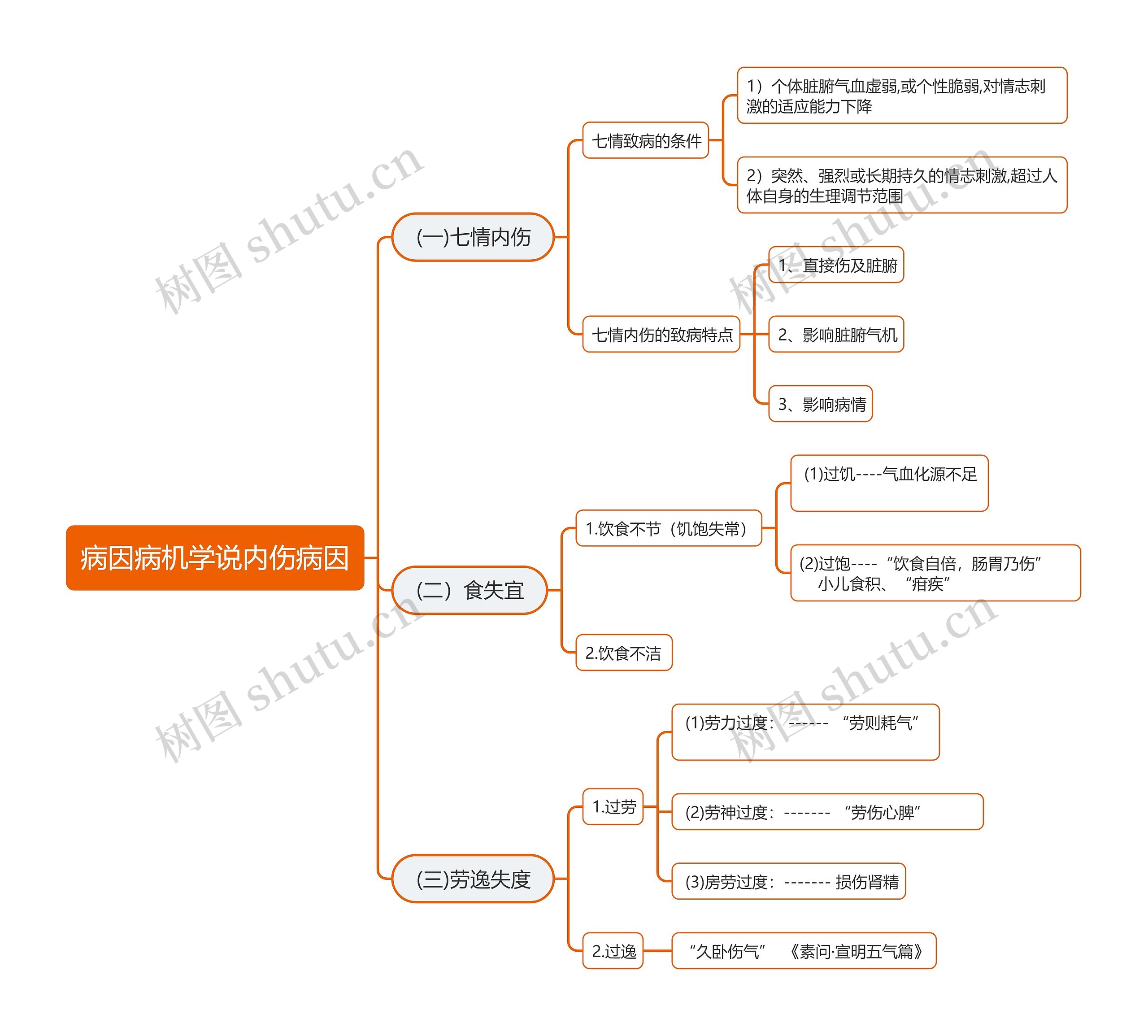 病因病机学说内伤病因思维导图