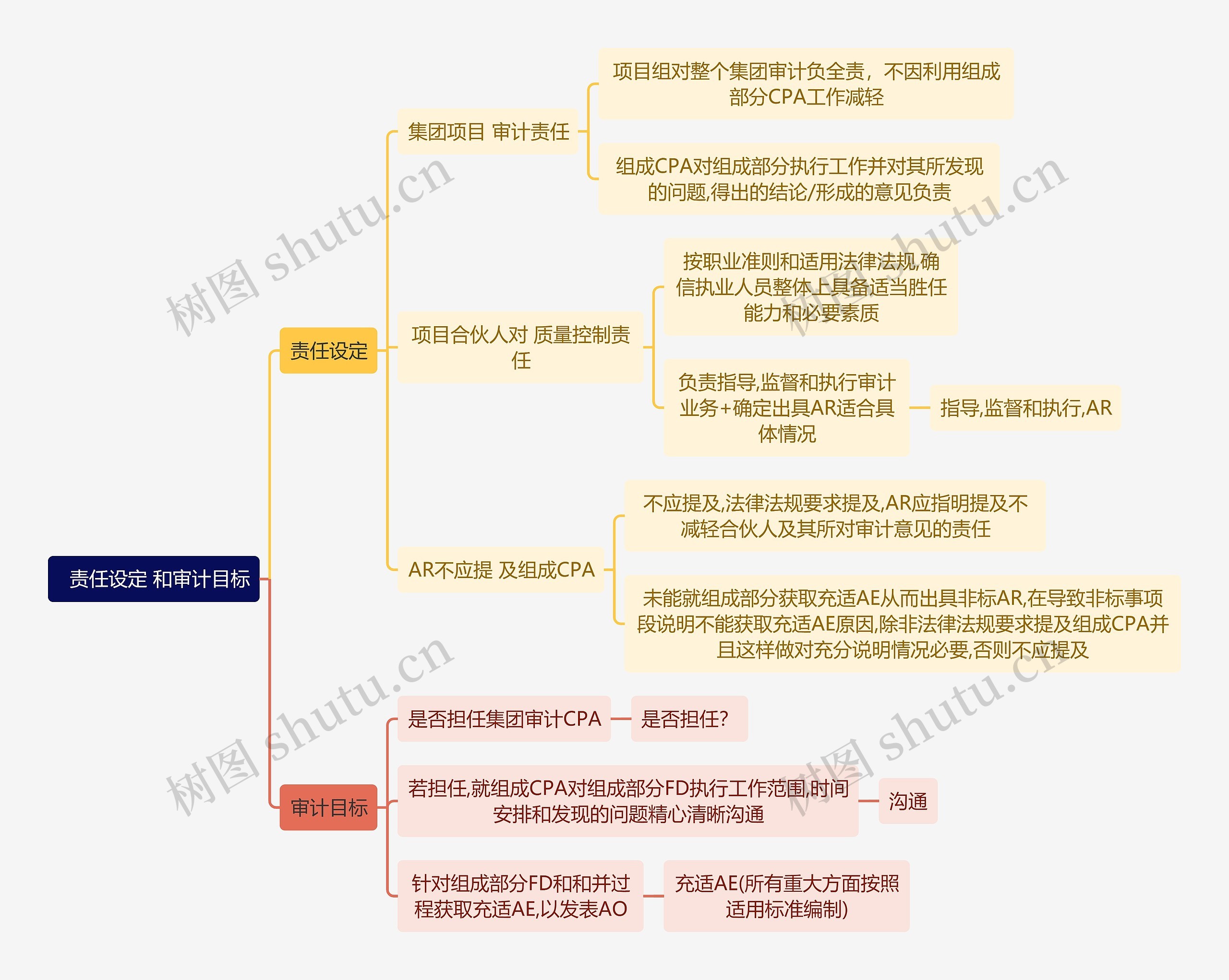 审计知识 责任设定 和审计目标思维导图