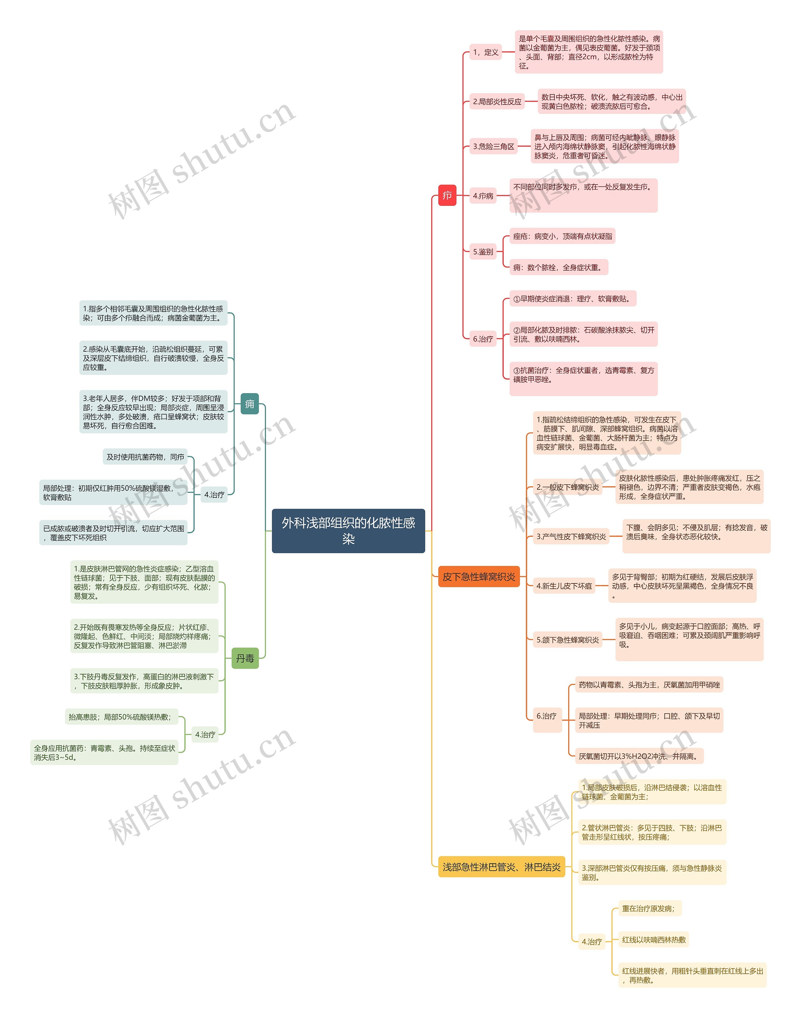 外科浅部组织的化脓性感染思维导图