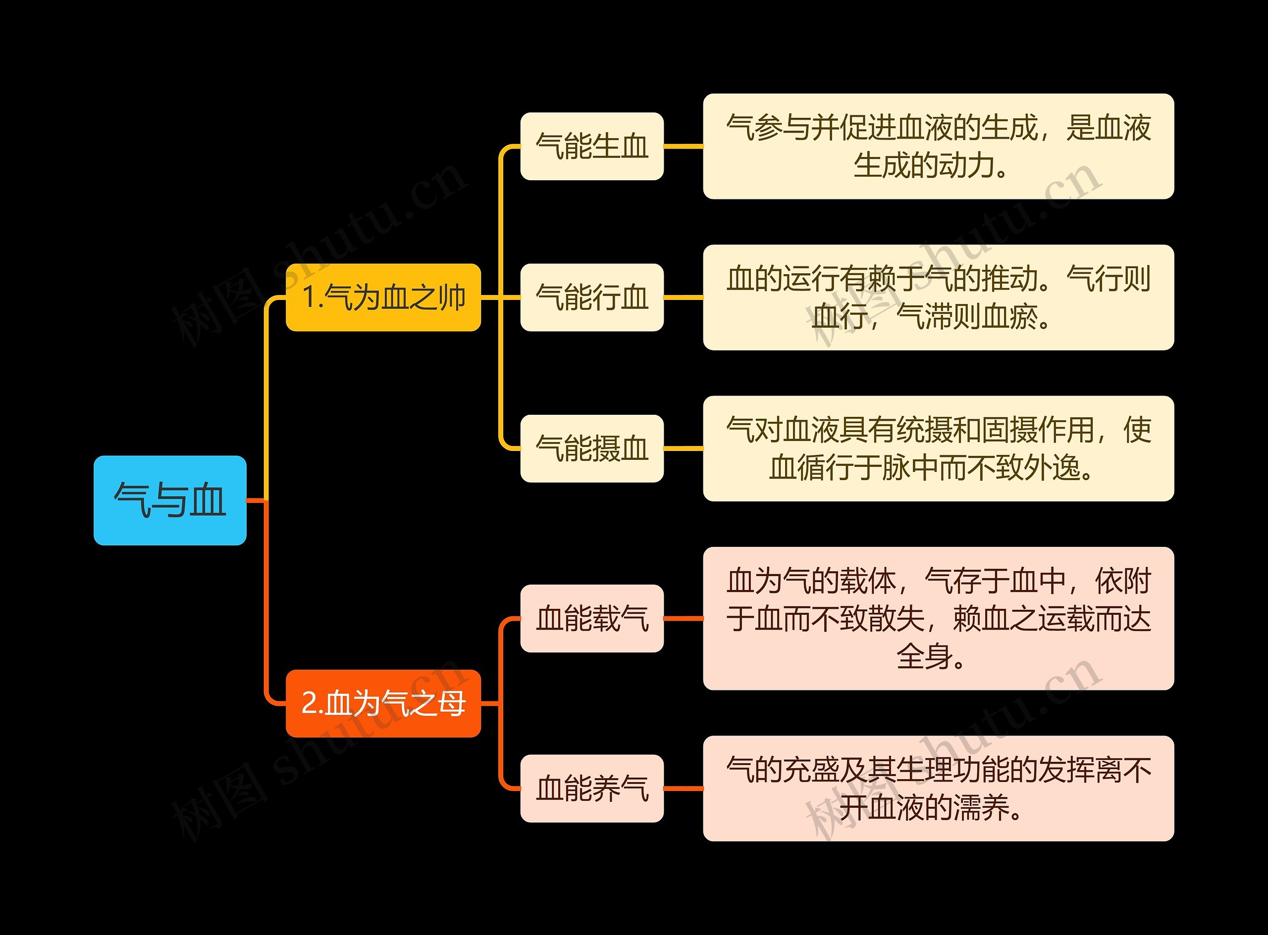 中医知识气与血思维导图