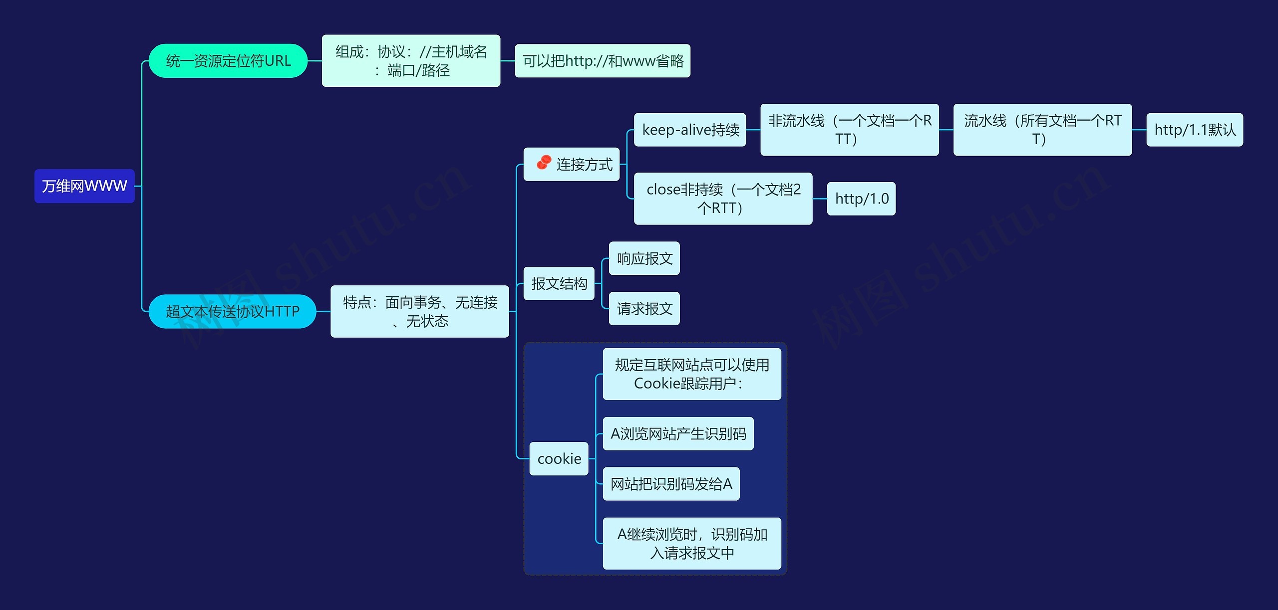 国二计算机考试万维网WWW知识点思维导图