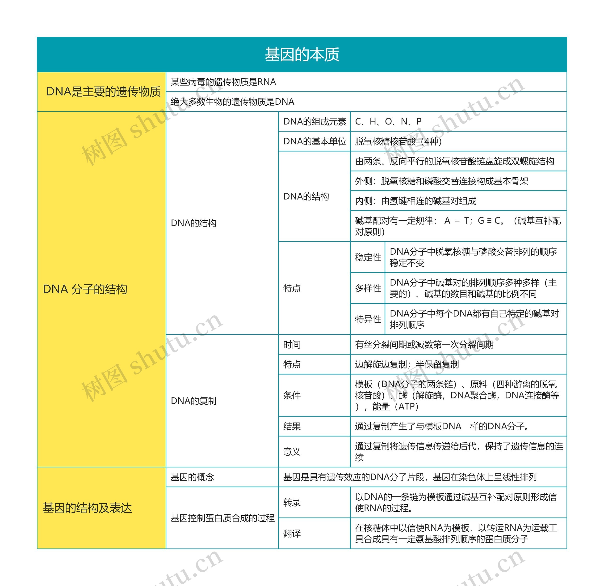 高中生物必修二基因的本质思维导图