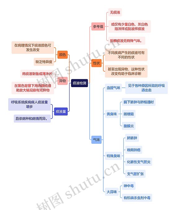 医学知识痰液检测思维导图_编号t6837885-TreeMind树图