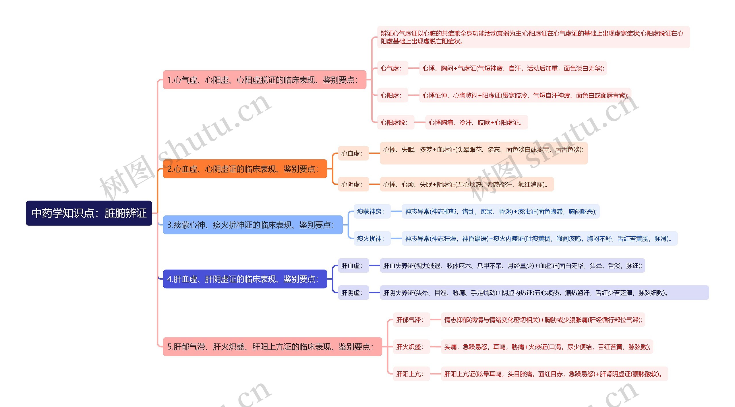 中药学知识点：脏腑辨证思维导图