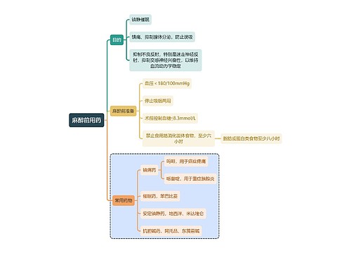 医学麻醉前用药思维导图