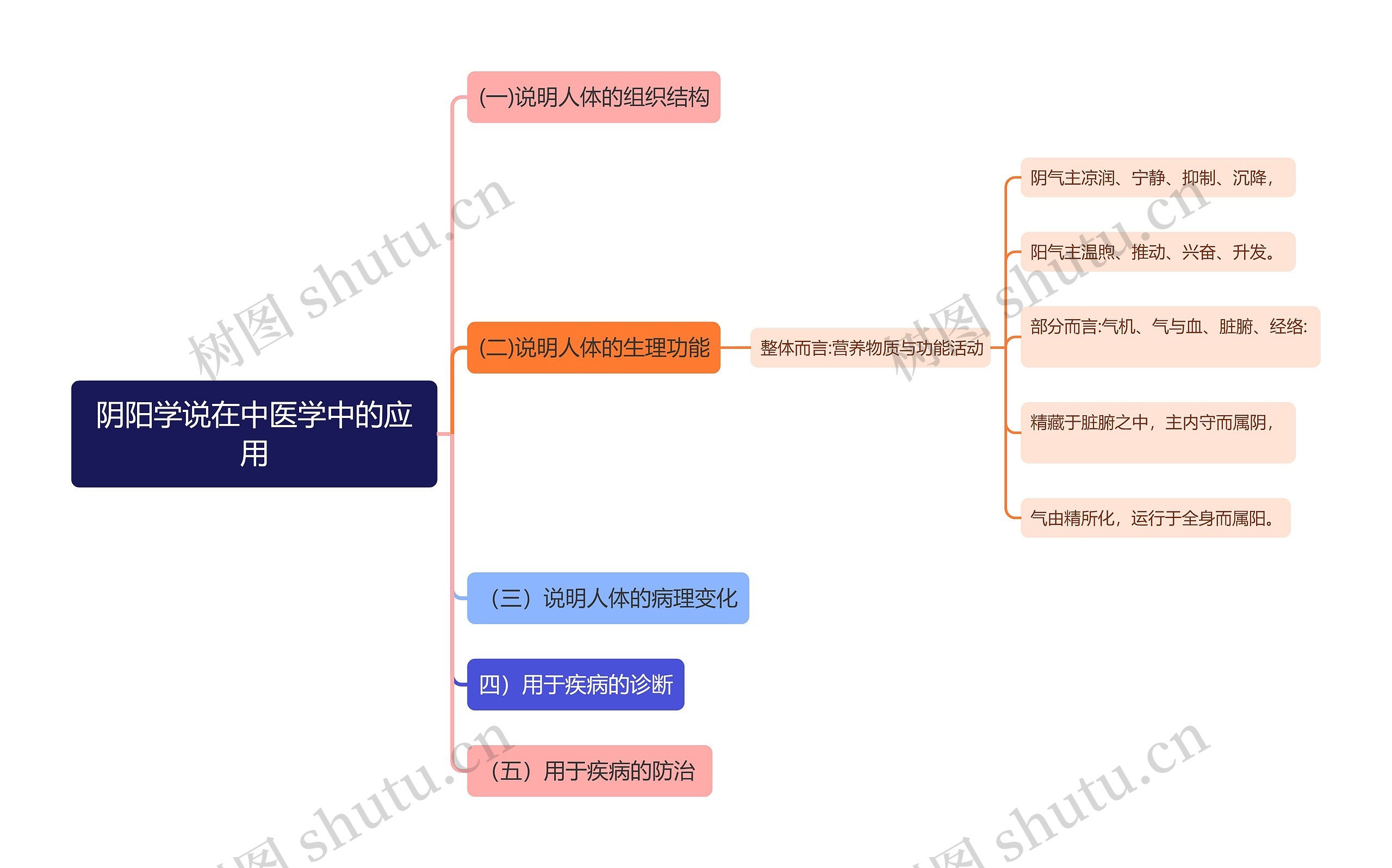 阴阳学说在中医学中的应用思维导图