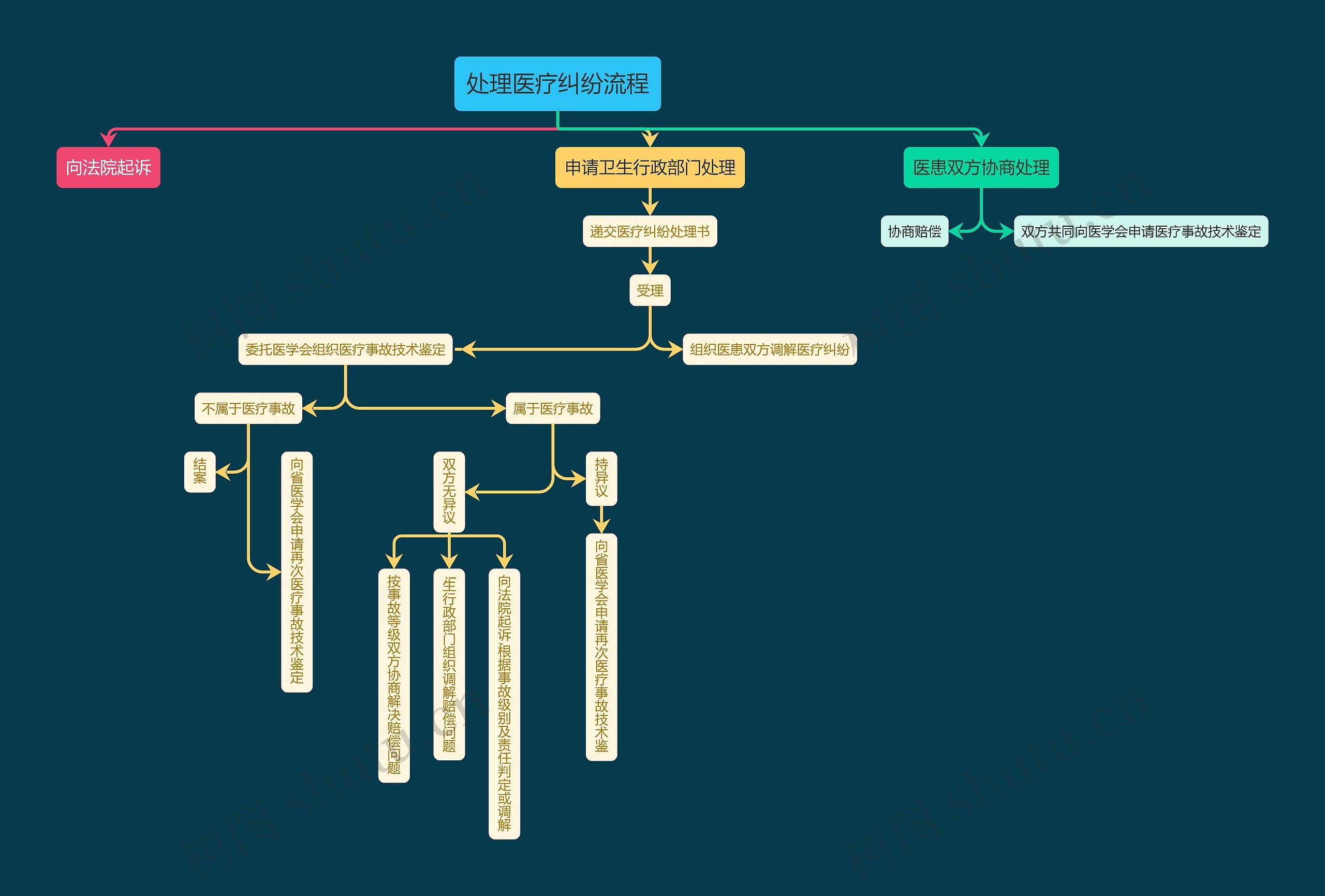 处理医疗纠纷流程思维导图