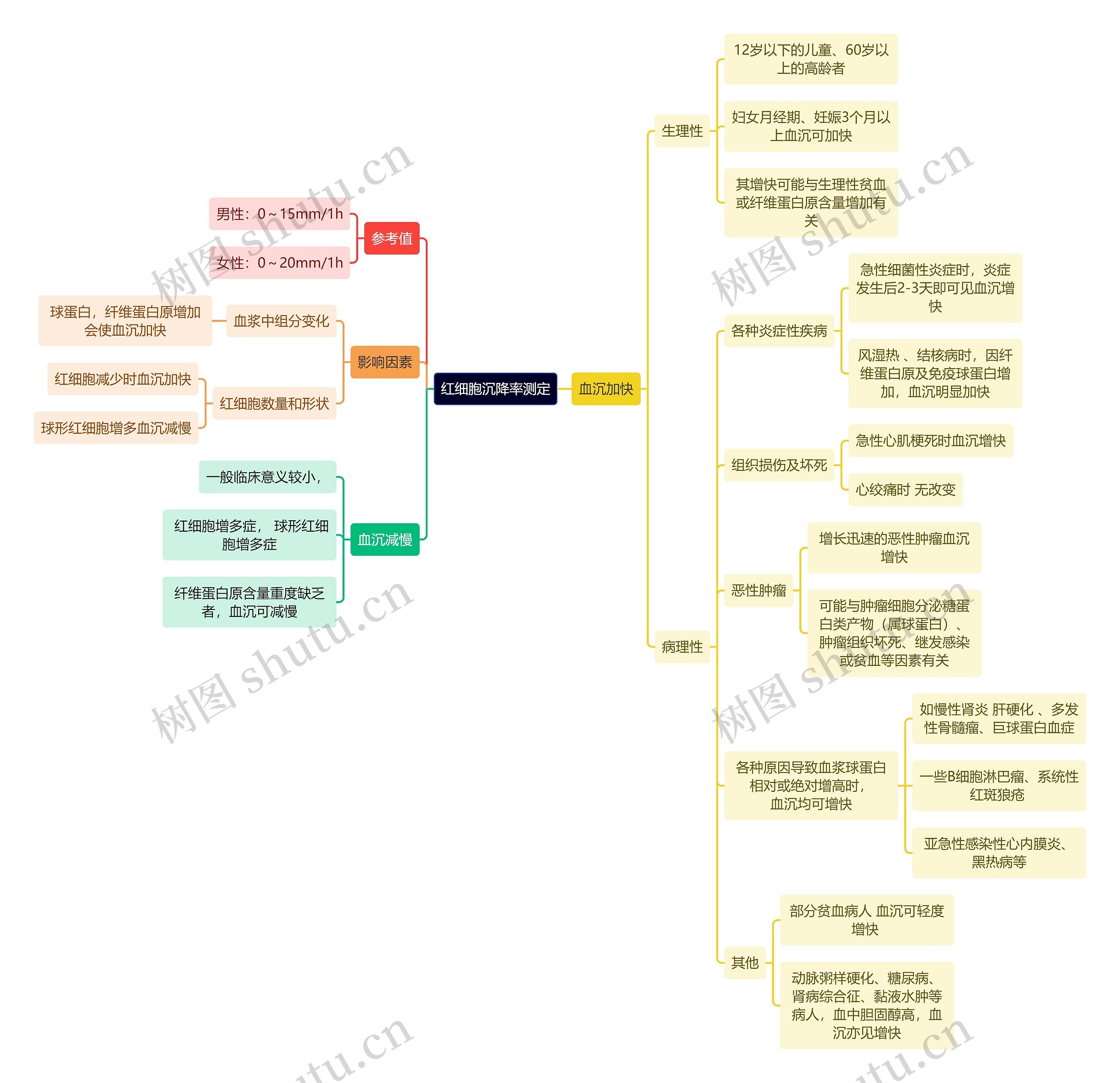 医学知识红细胞沉降率测定思维导图