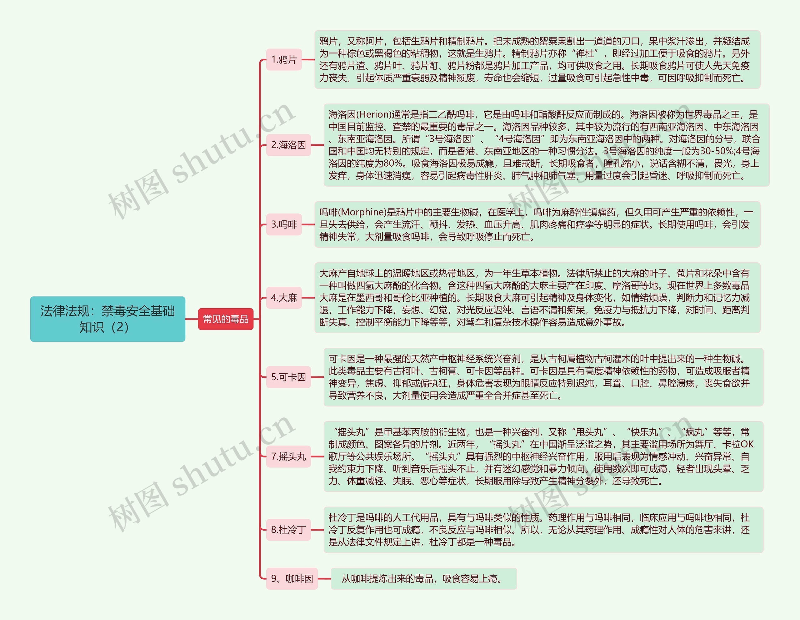 《法律法规：禁毒安全基础知识（2）》思维导图