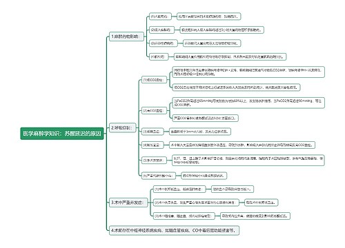 医学麻醉学知识：苏醒延迟的原因思维导图