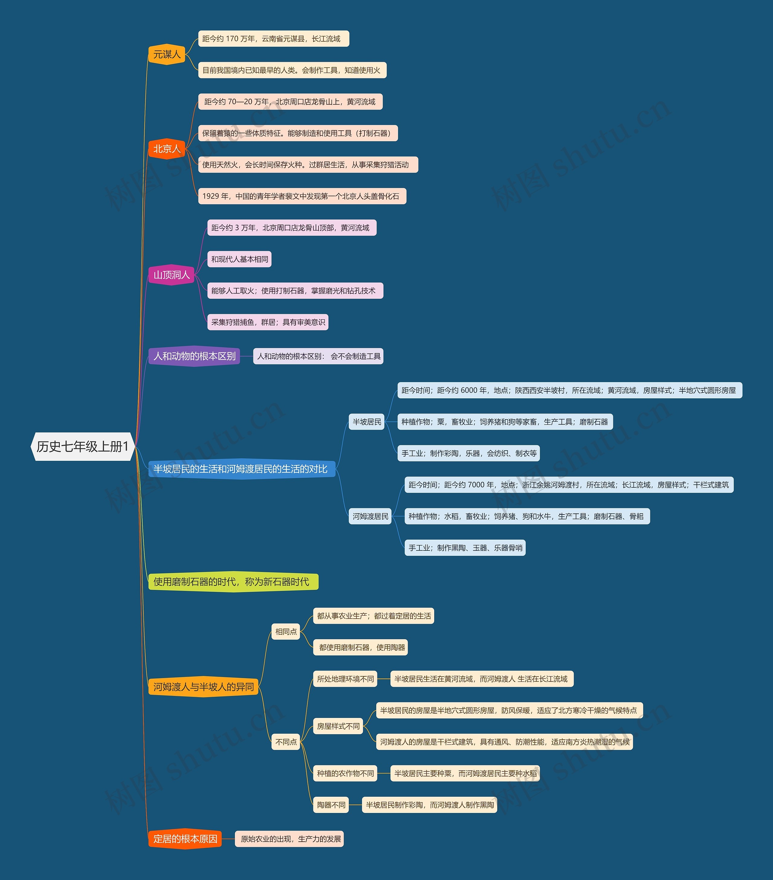 历史七年级上册1思维导图