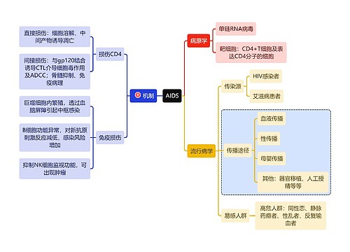 医学知识AIDS机制思维导图