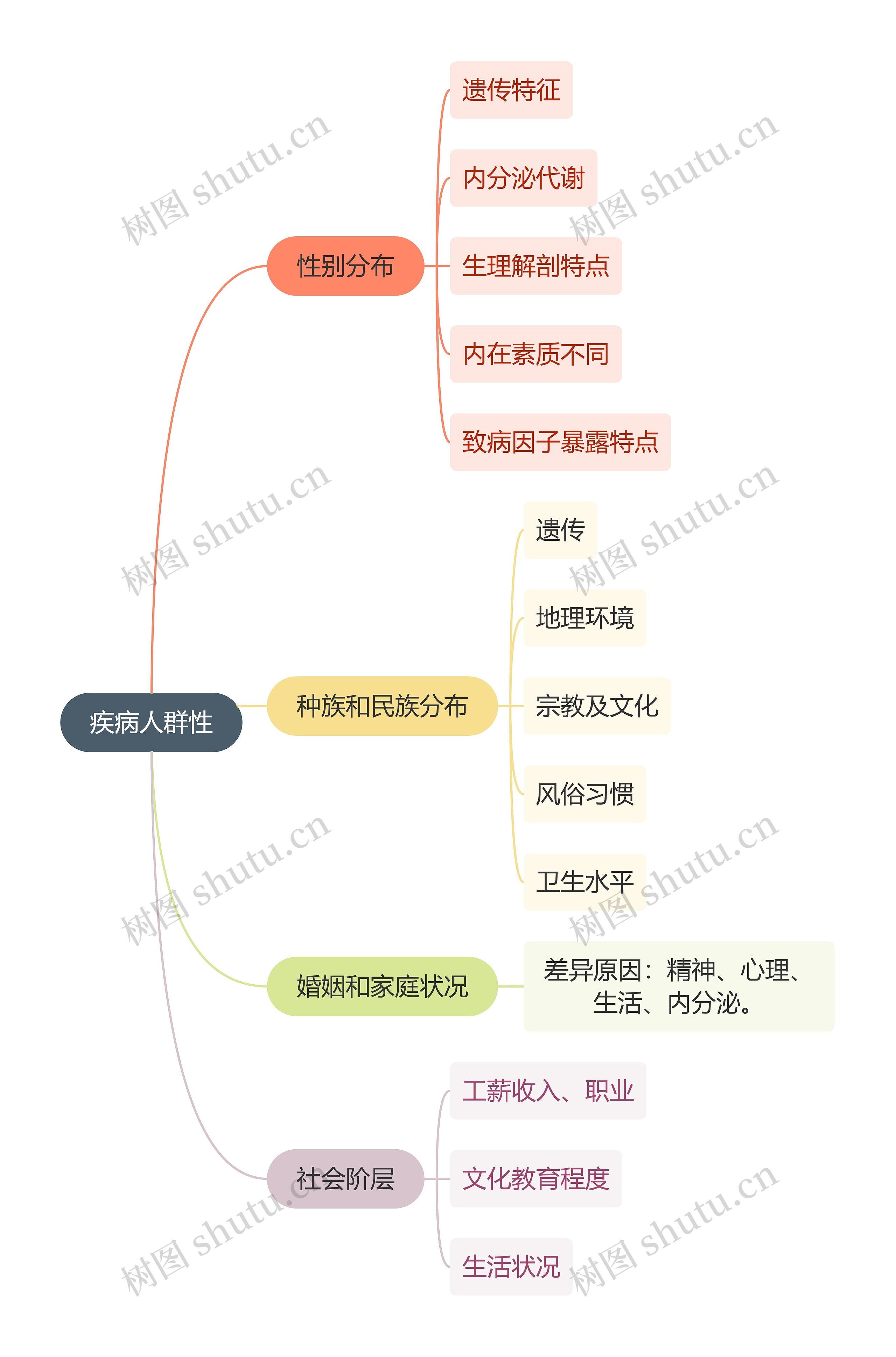 医学知识疾病人群性思维导图