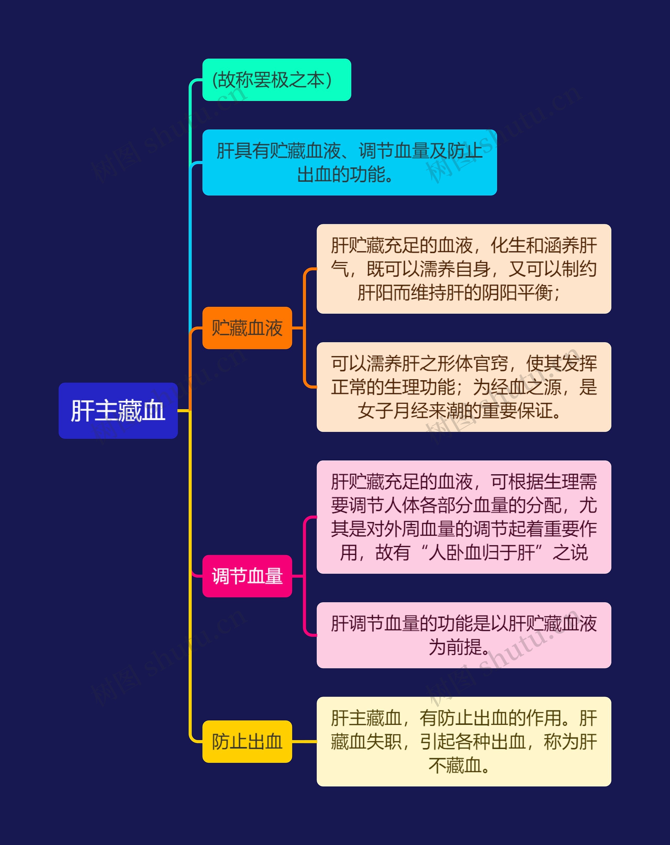 中医知识肝主藏血思维导图