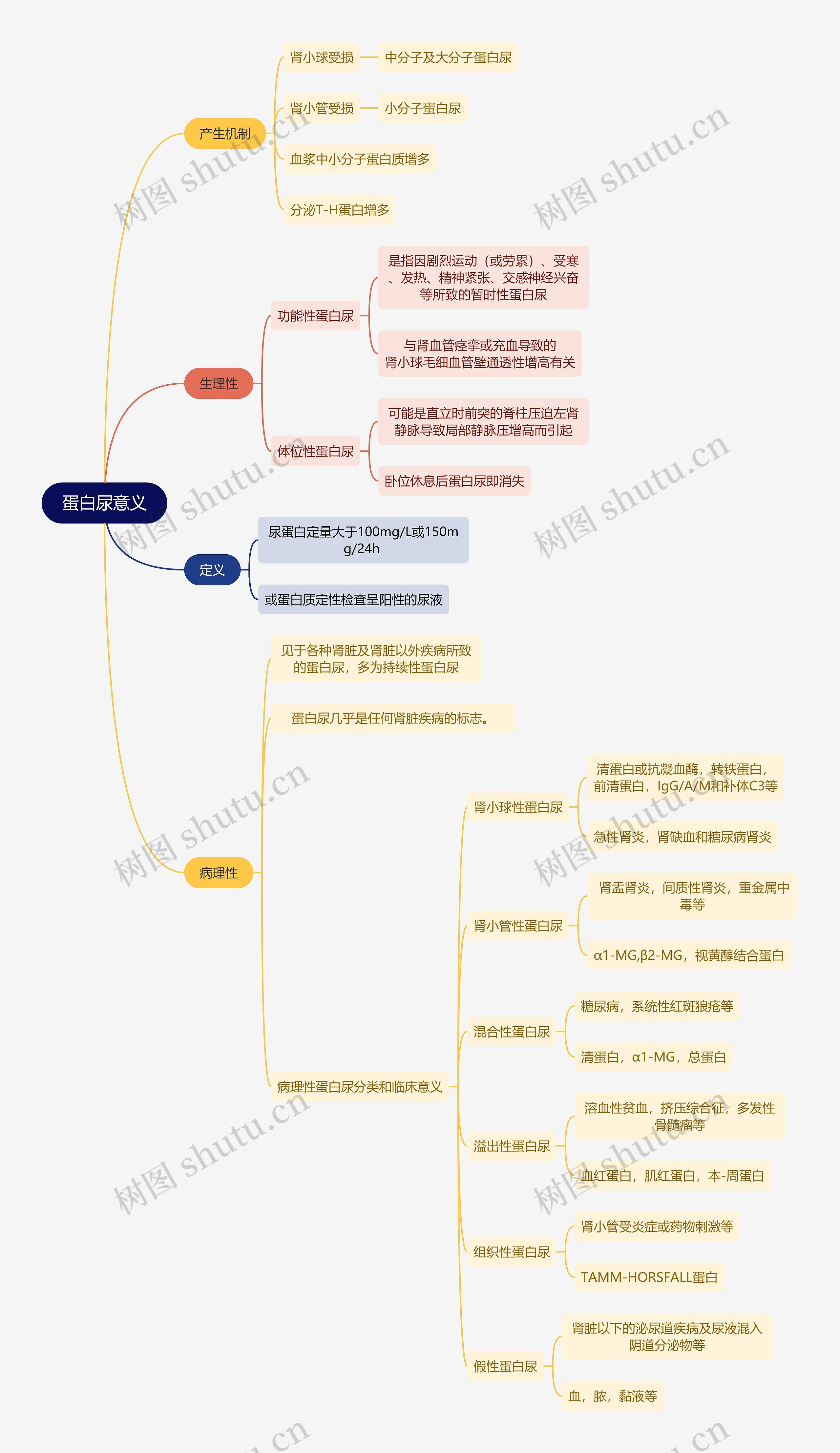 医学知识蛋白尿意义思维导图