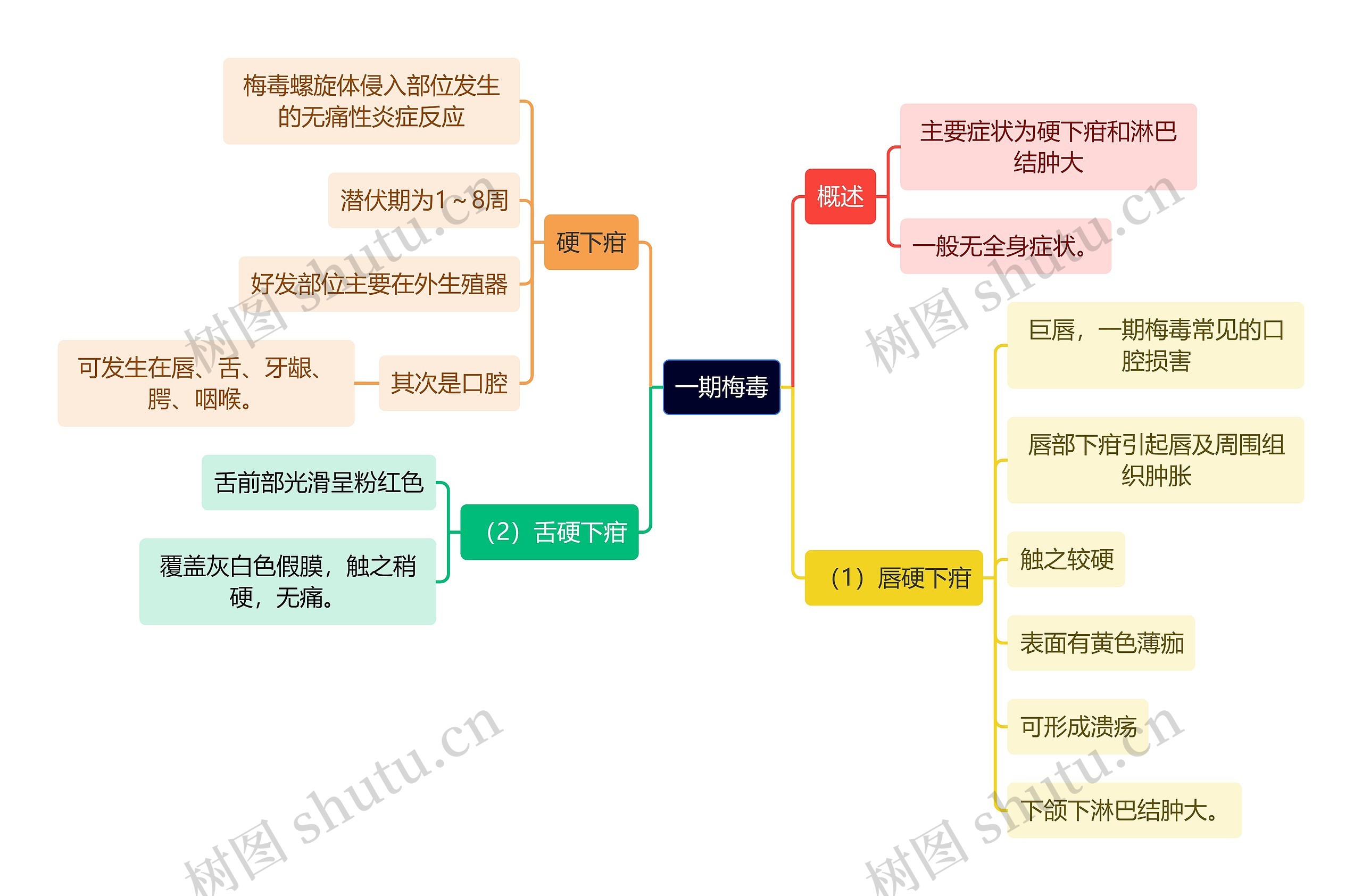 医学知识一期梅毒思维导图