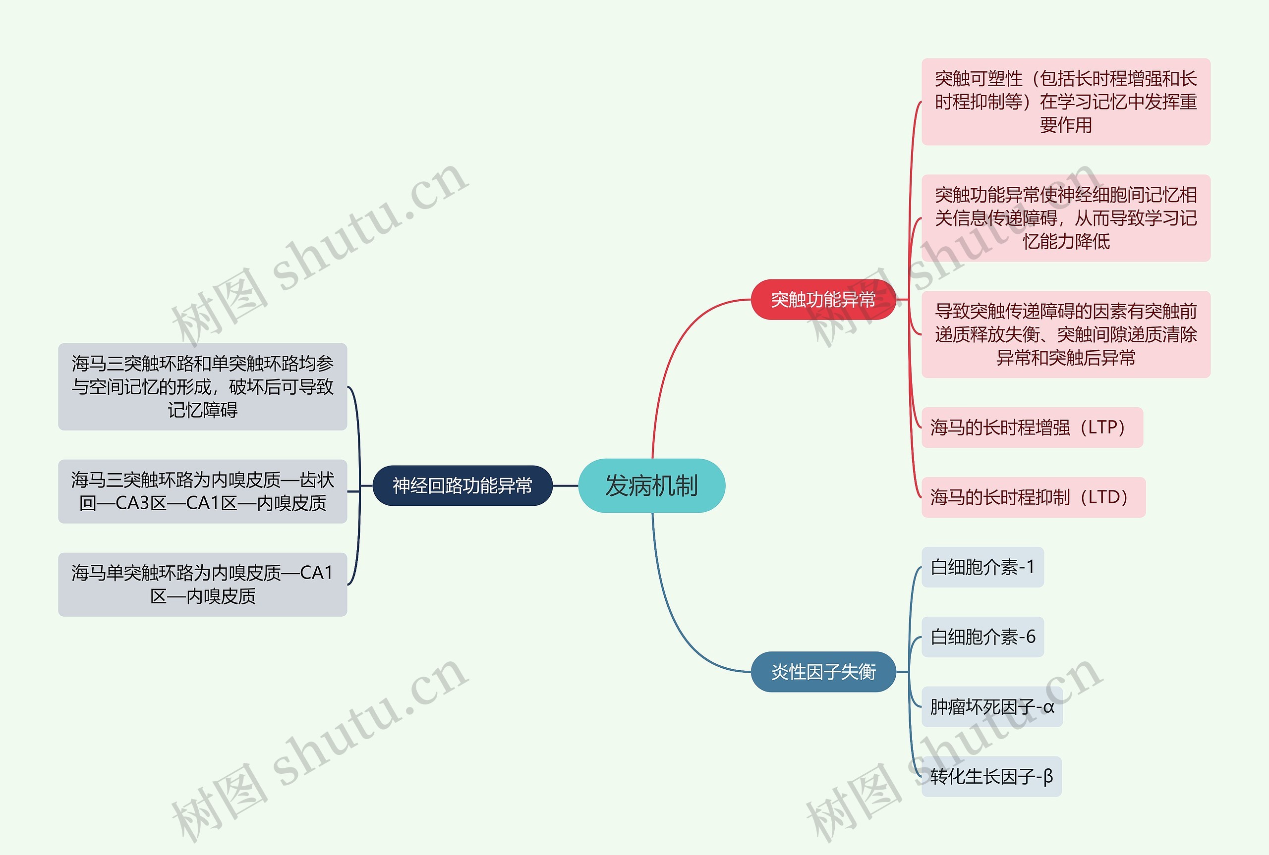 医学知识障碍发病机制思维导图