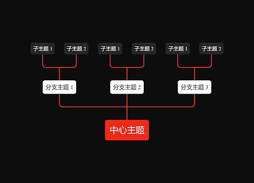 暗夜红白色向上树形图主题模板