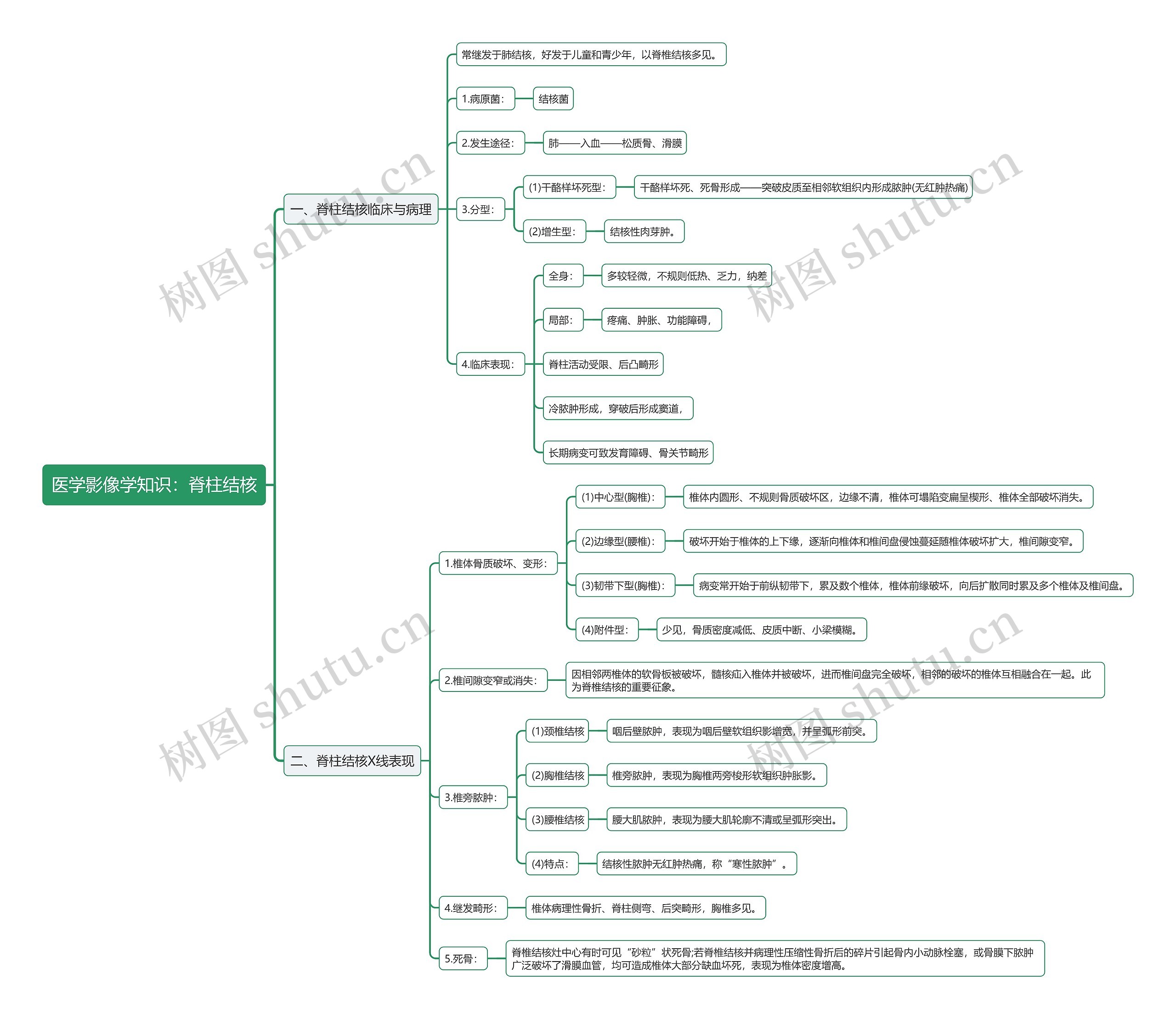 医学影像学知识：脊柱结核思维导图