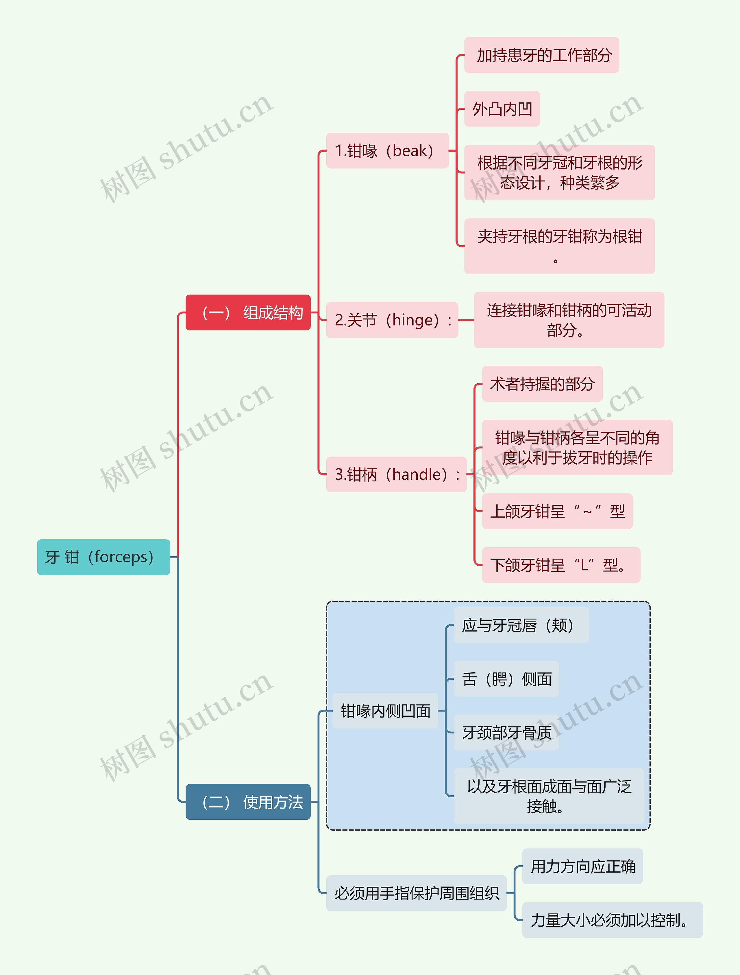 医学知识牙钳思维导图