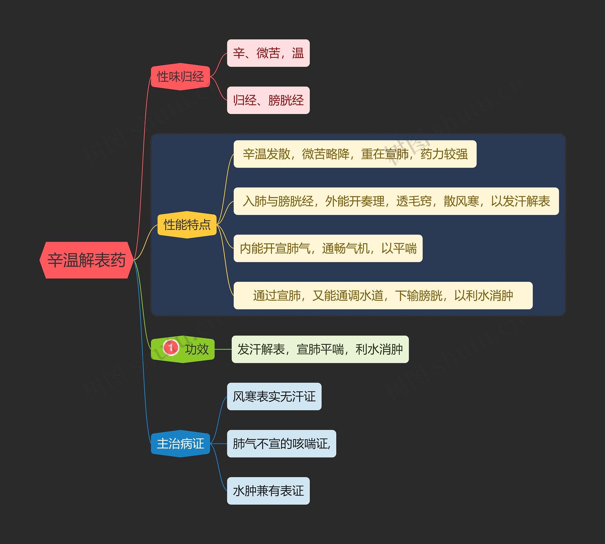 医学知识辛温解表药思维导图