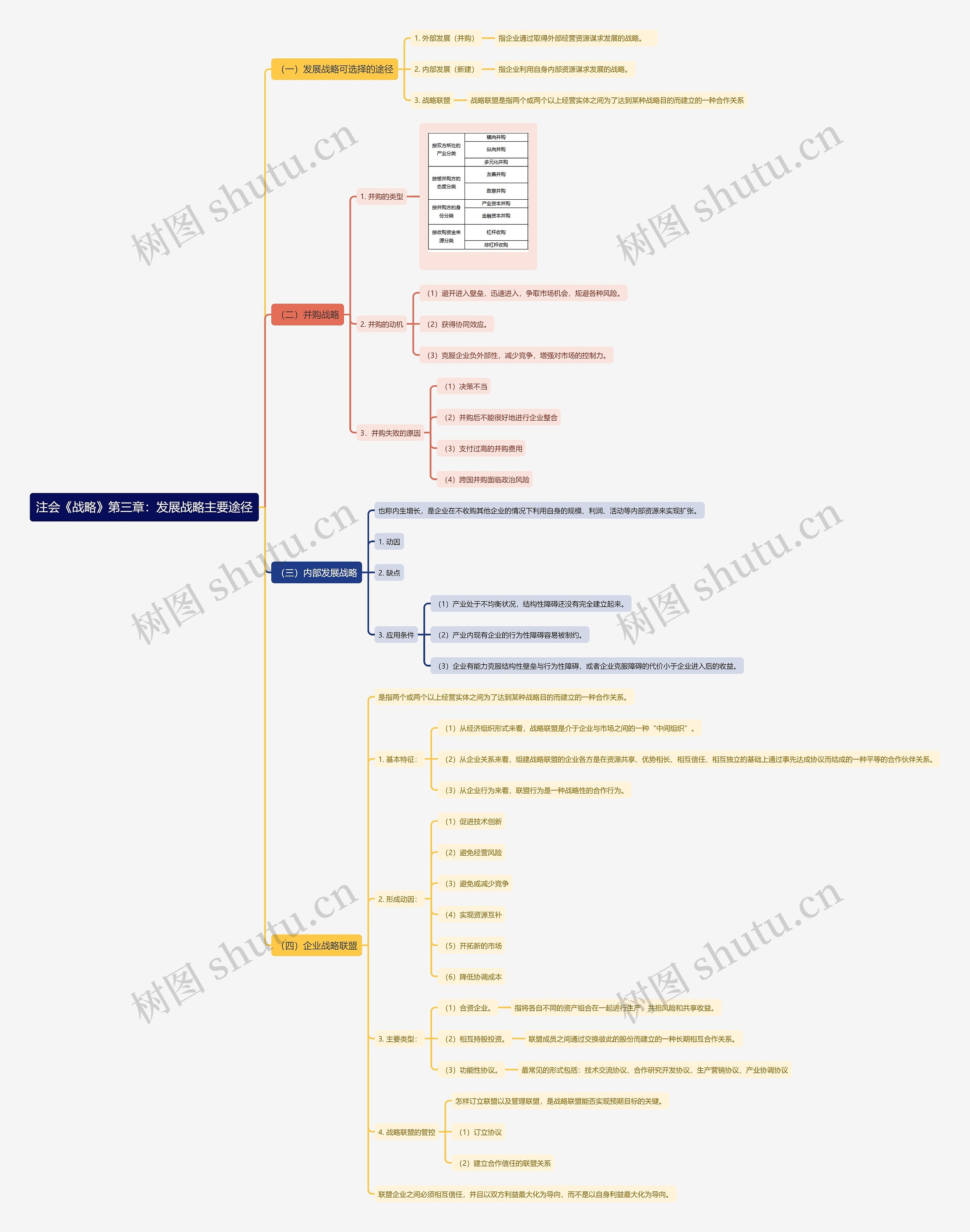 注会《战略》第三章：发展战略主要途径思维导图