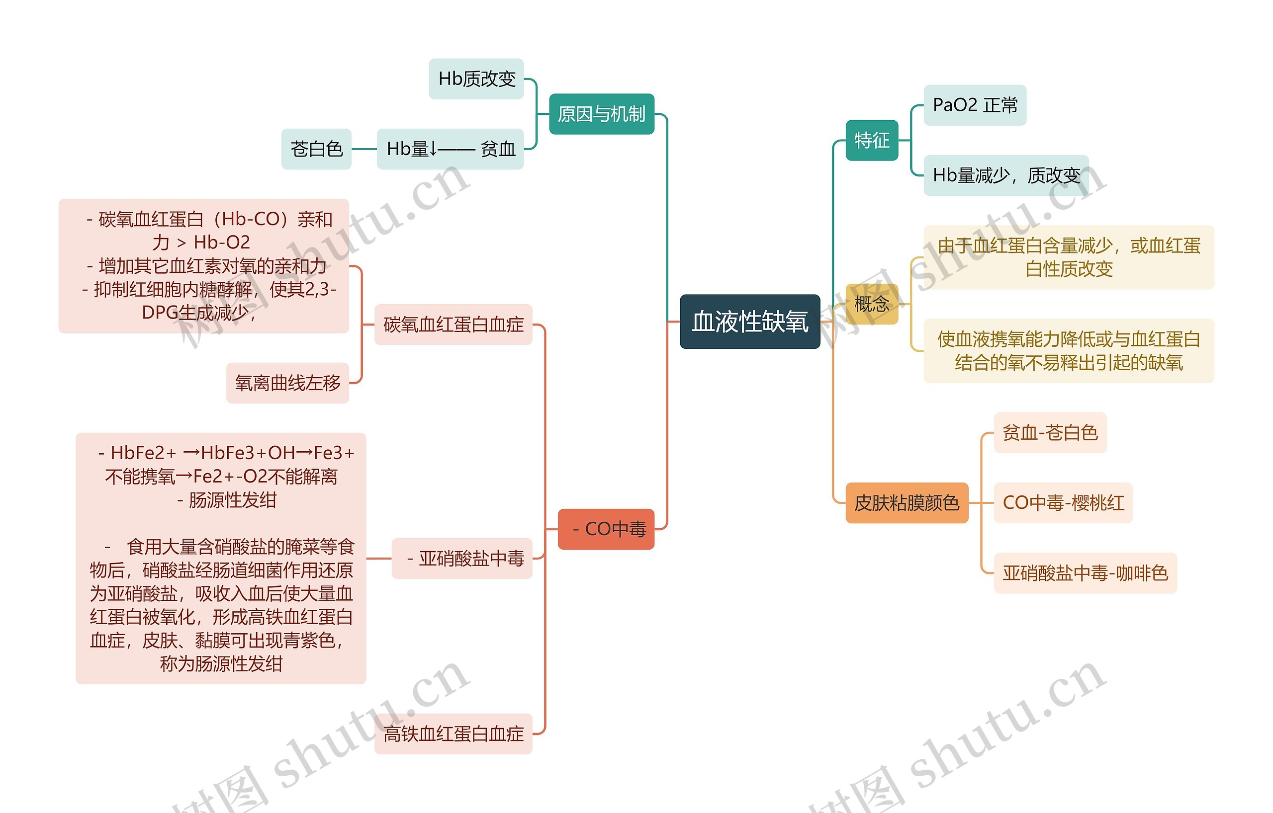 医学知识血液性缺氧思维导图