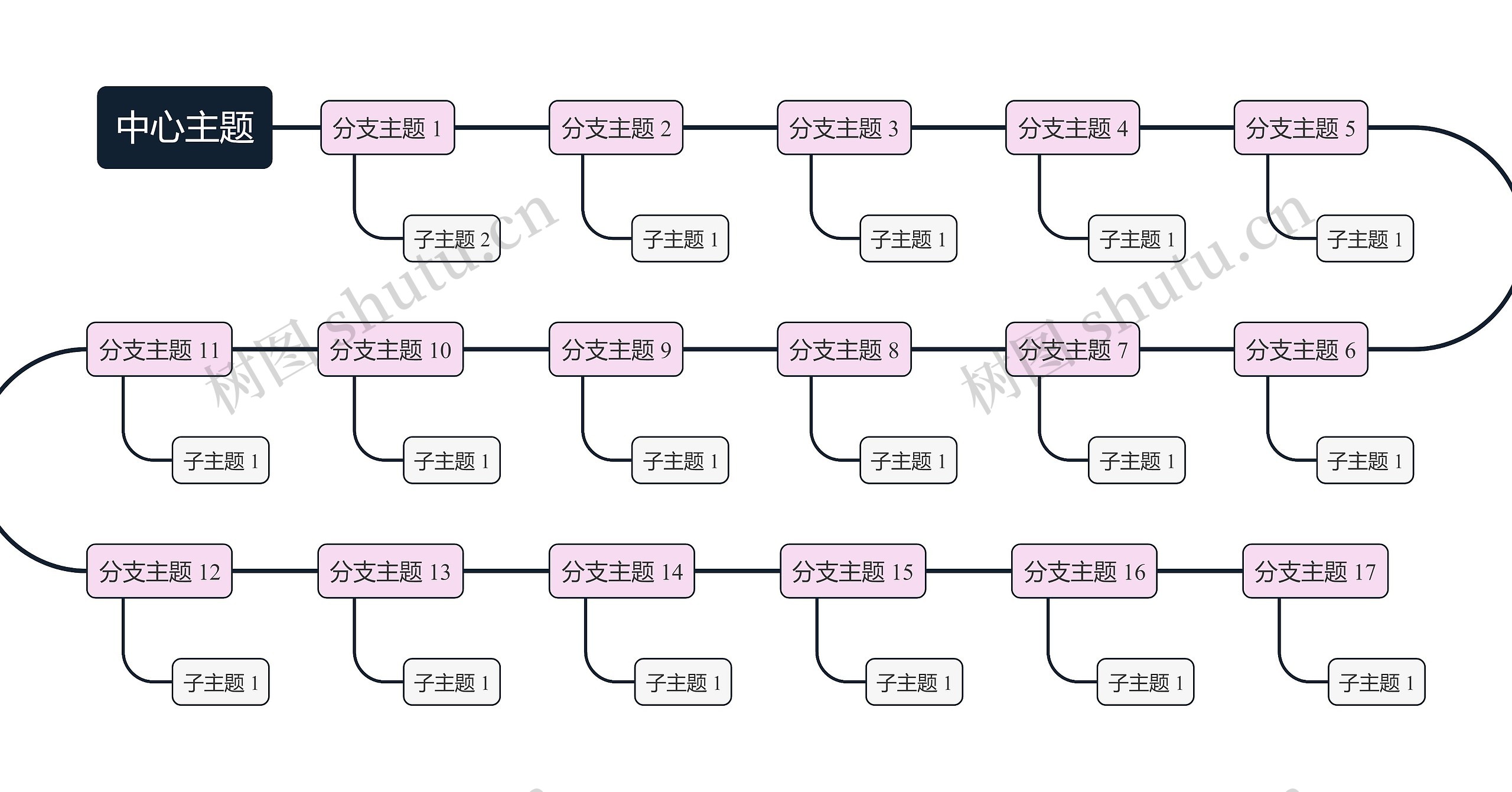 红黑色双色系S型时间轴主题模板