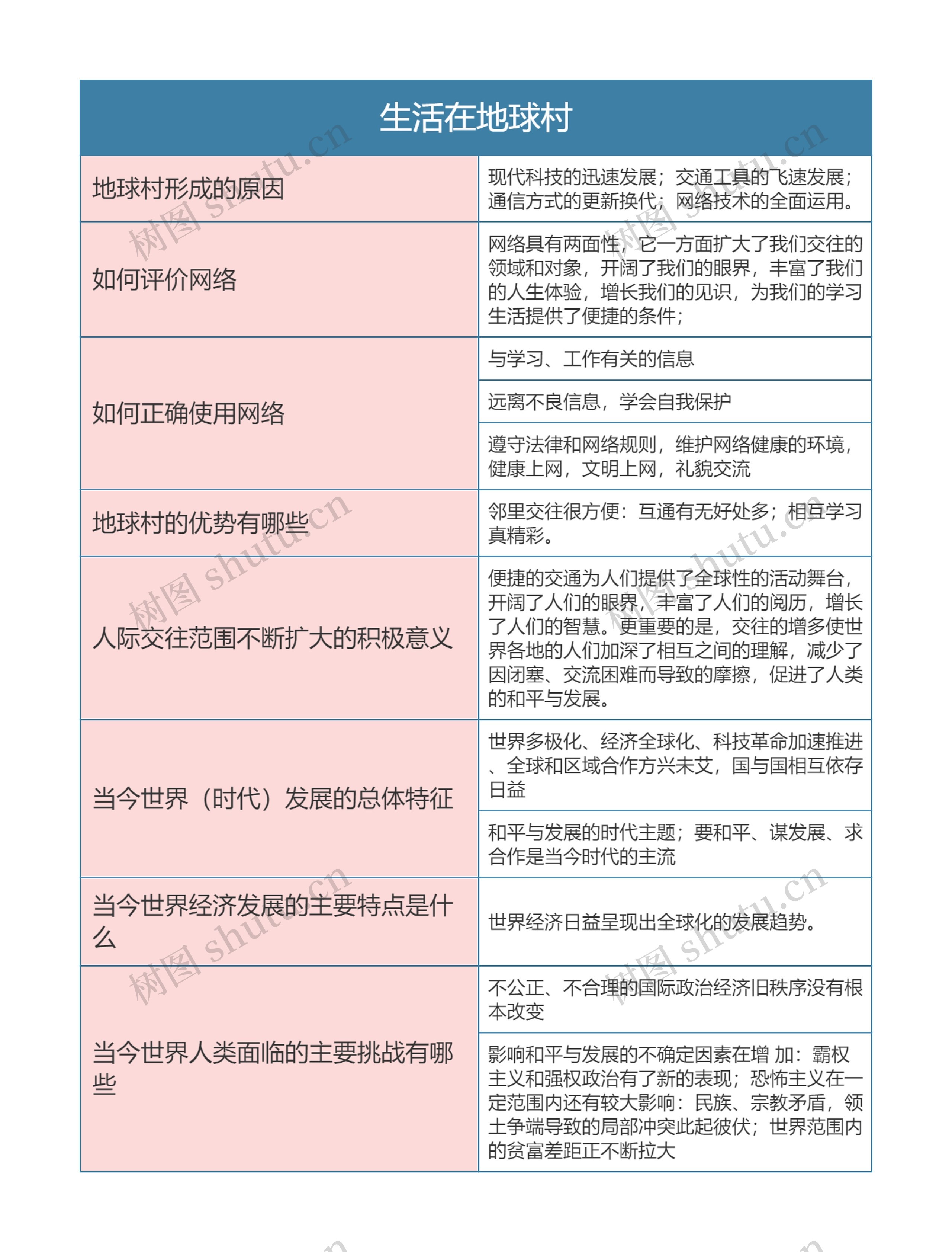 九年级政治上册生活在地球村思维导图