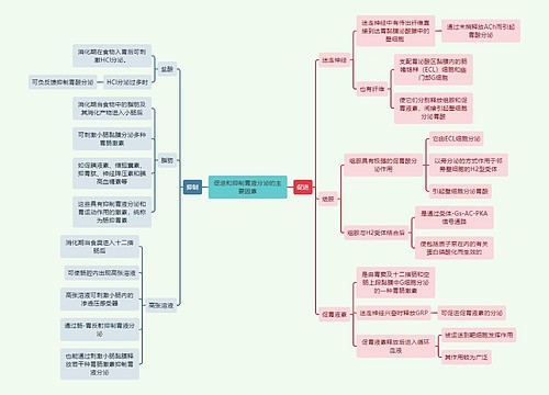 医学知识促进和抑制胃液分泌的主要因素思维导图