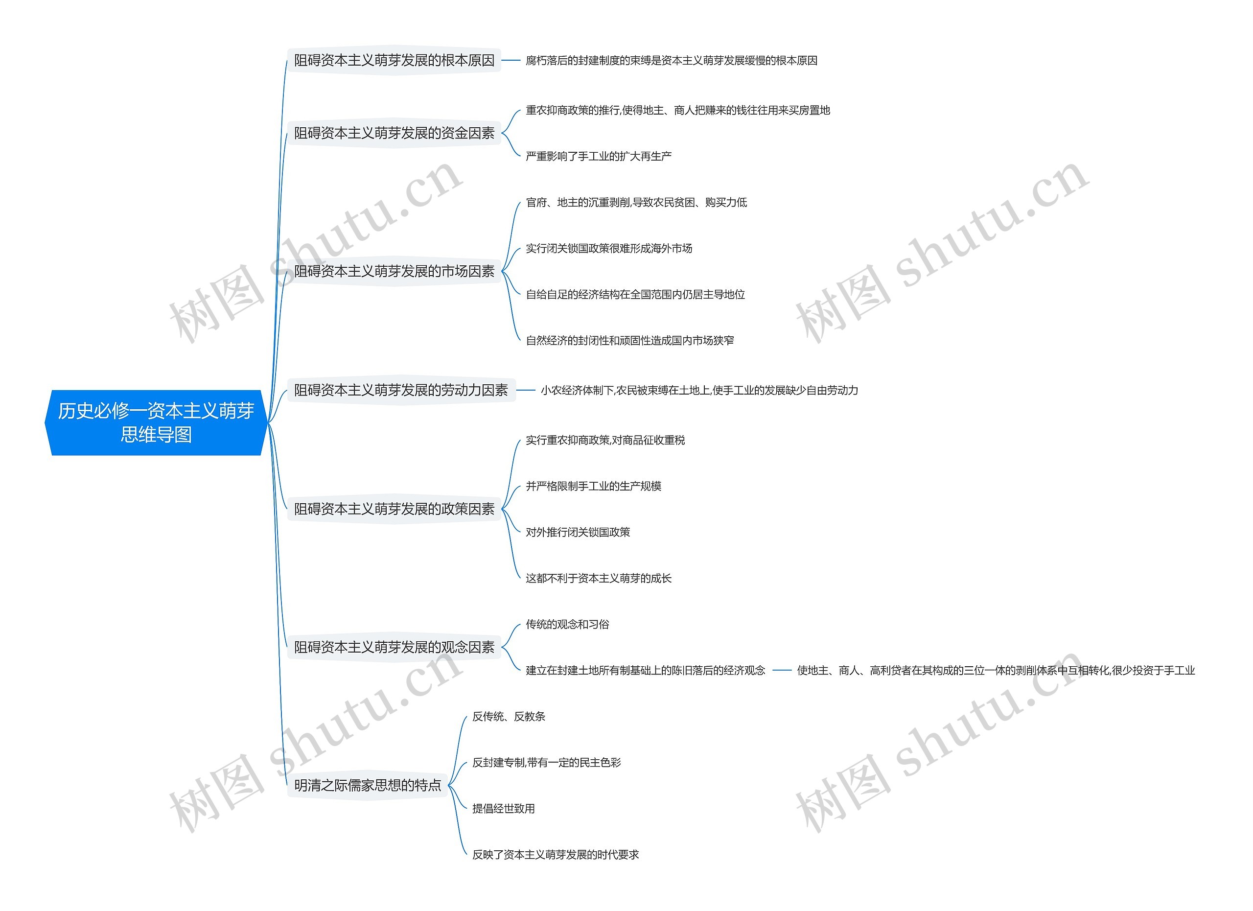 历史必修一资本主义萌芽思维导图
