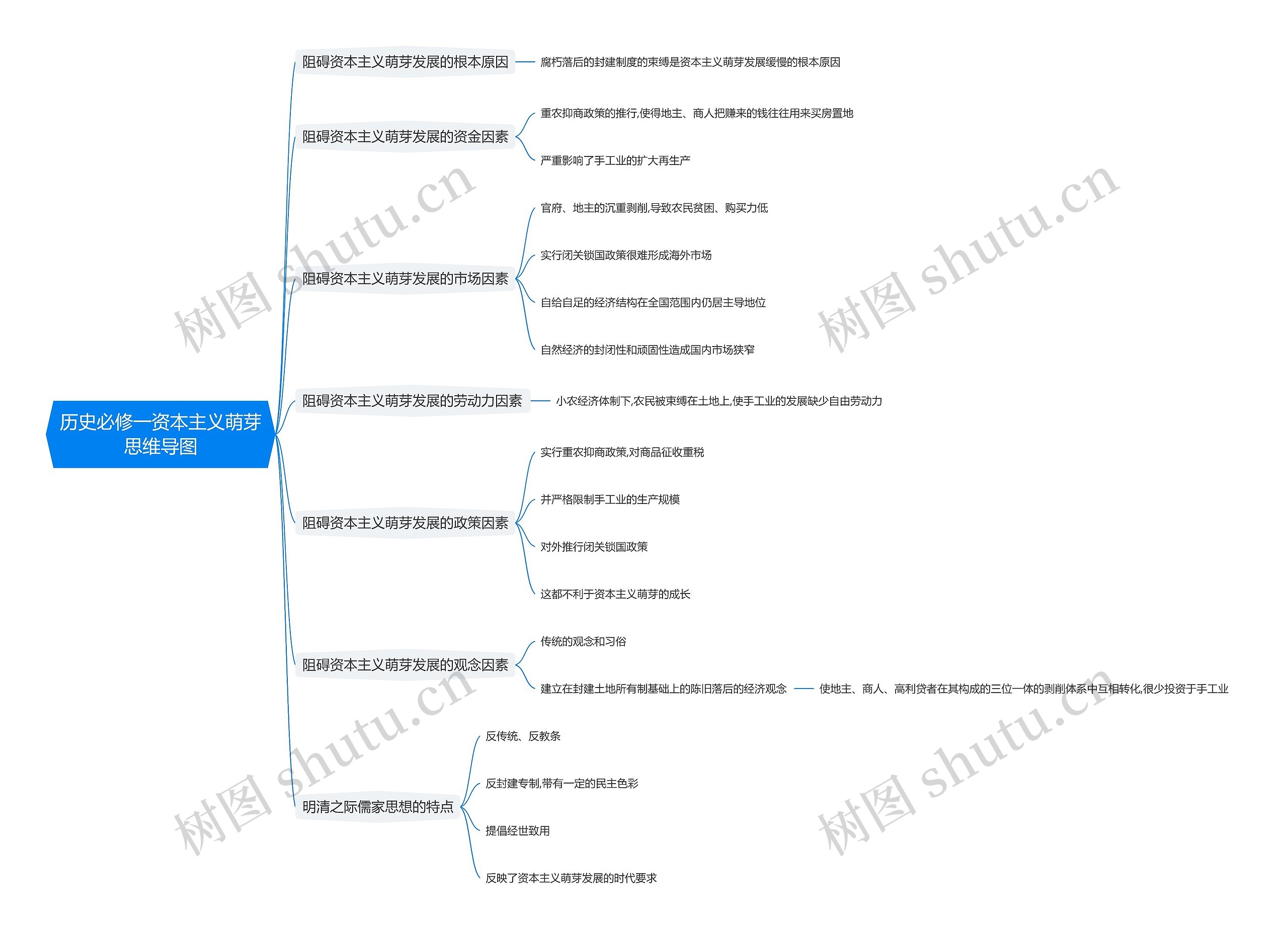 历史必修一资本主义萌芽思维导图高清图 历史必修一资本主义萌芽思维导图