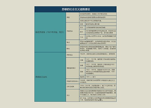 九年级历史下册 苏联的社会主义道路建设思维导图