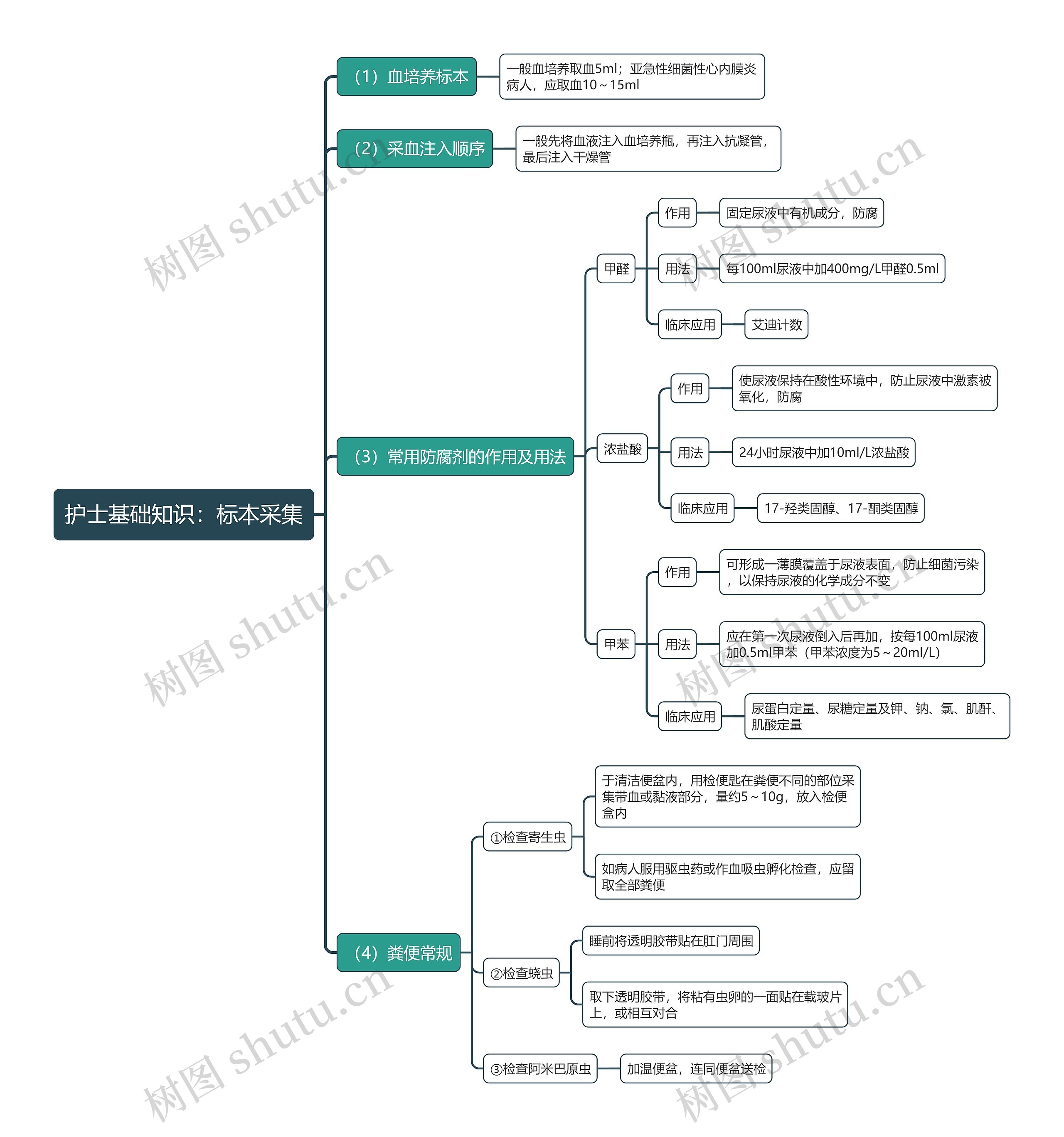 护士基础知识：标本采集思维导图