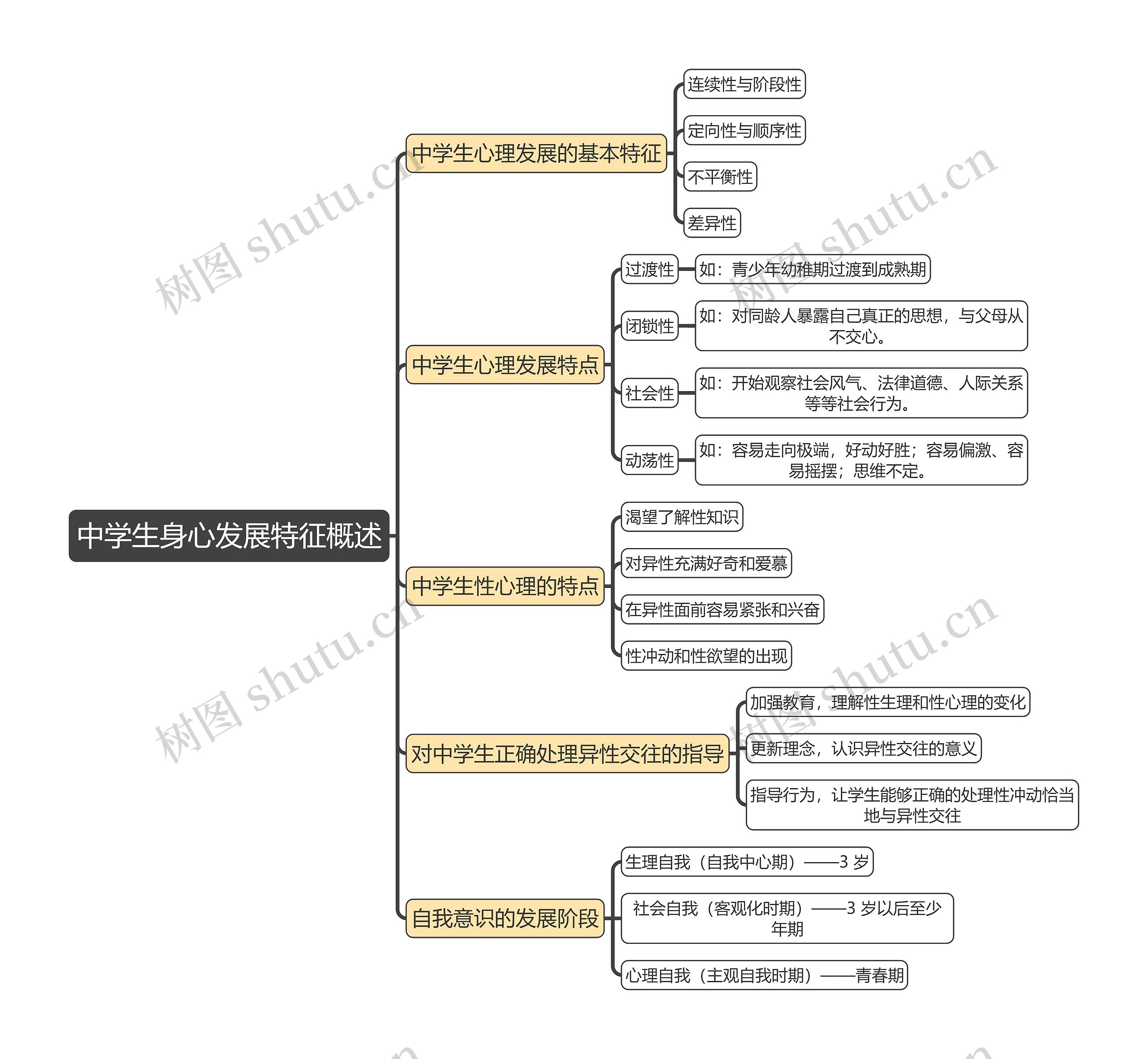 教育知识与能力《中学生身心发展特征概述》思维导图