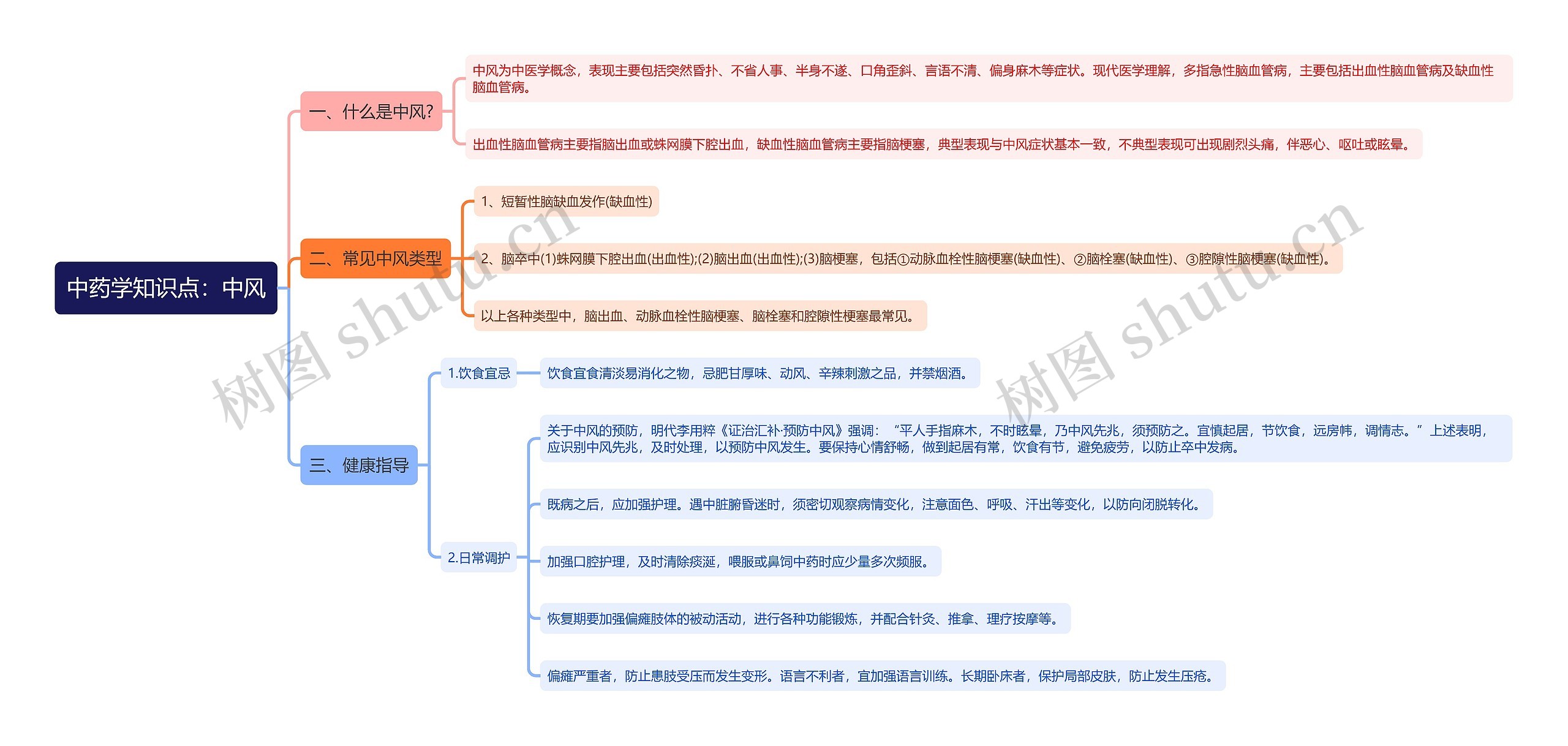 中药学知识点：中风思维导图
