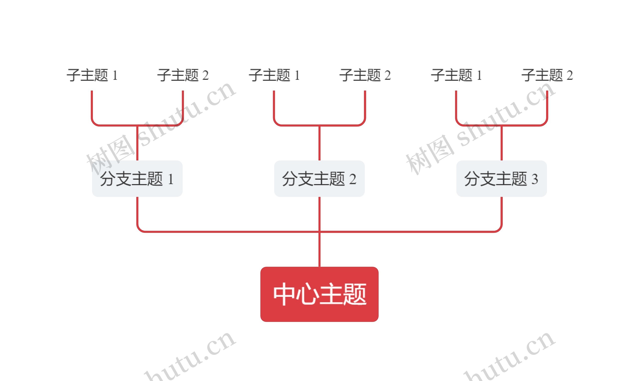 简约红色向上树形图主题模板