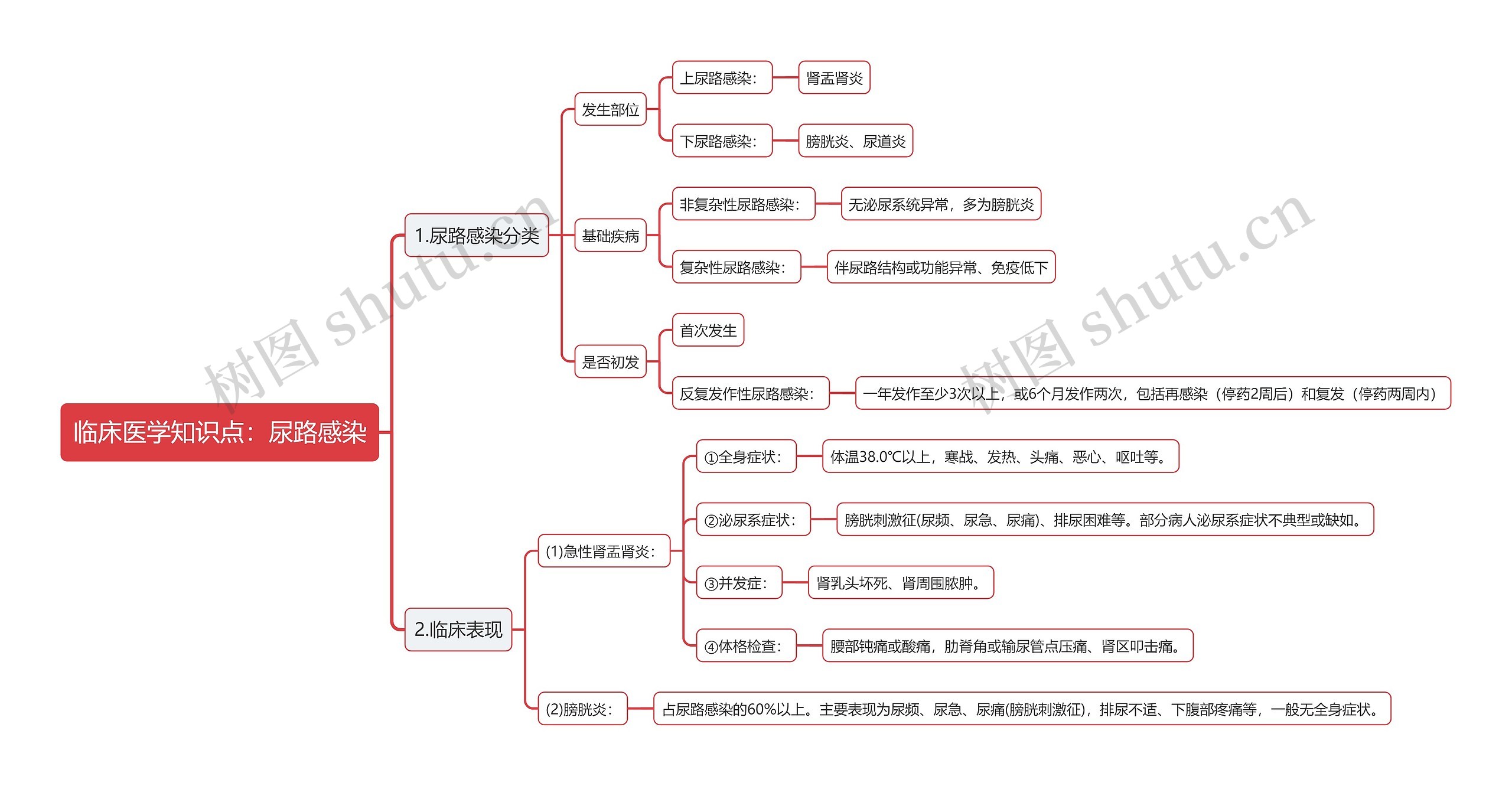 临床医学知识点：尿路感染思维导图