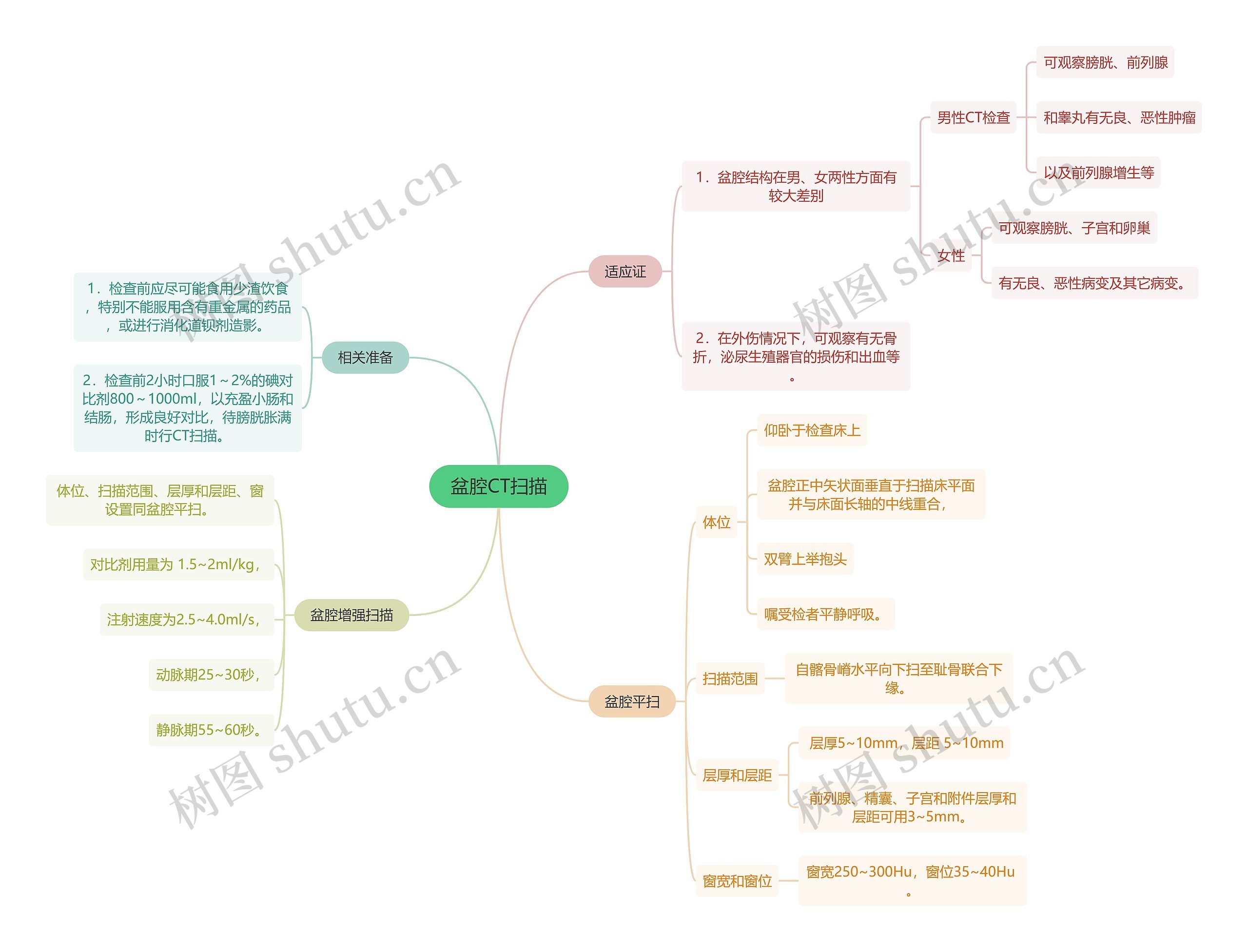 医学知识盆腔CT扫描思维导图