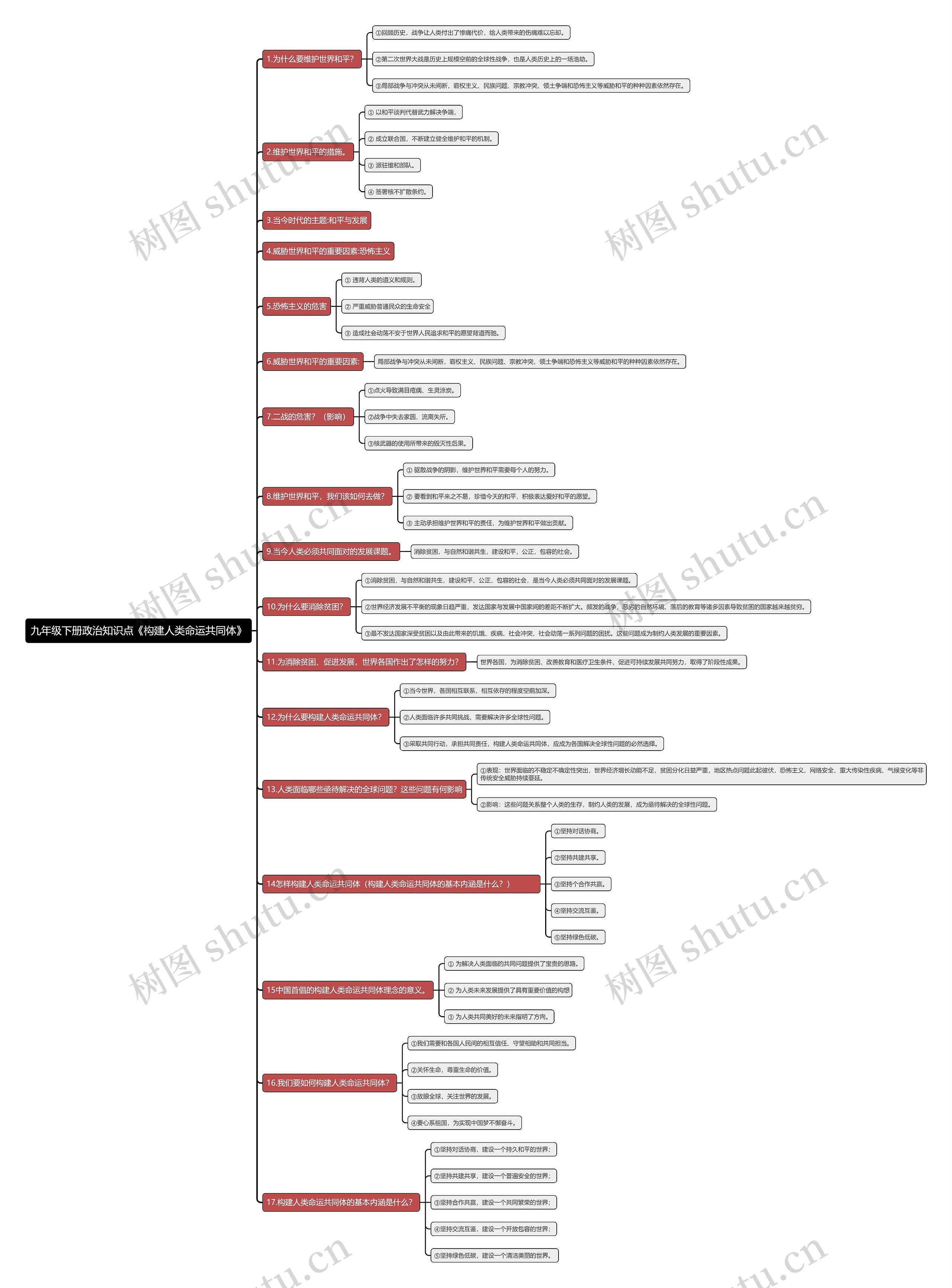 九年级下册政治知识点《构建人类命运共同体》思维导图