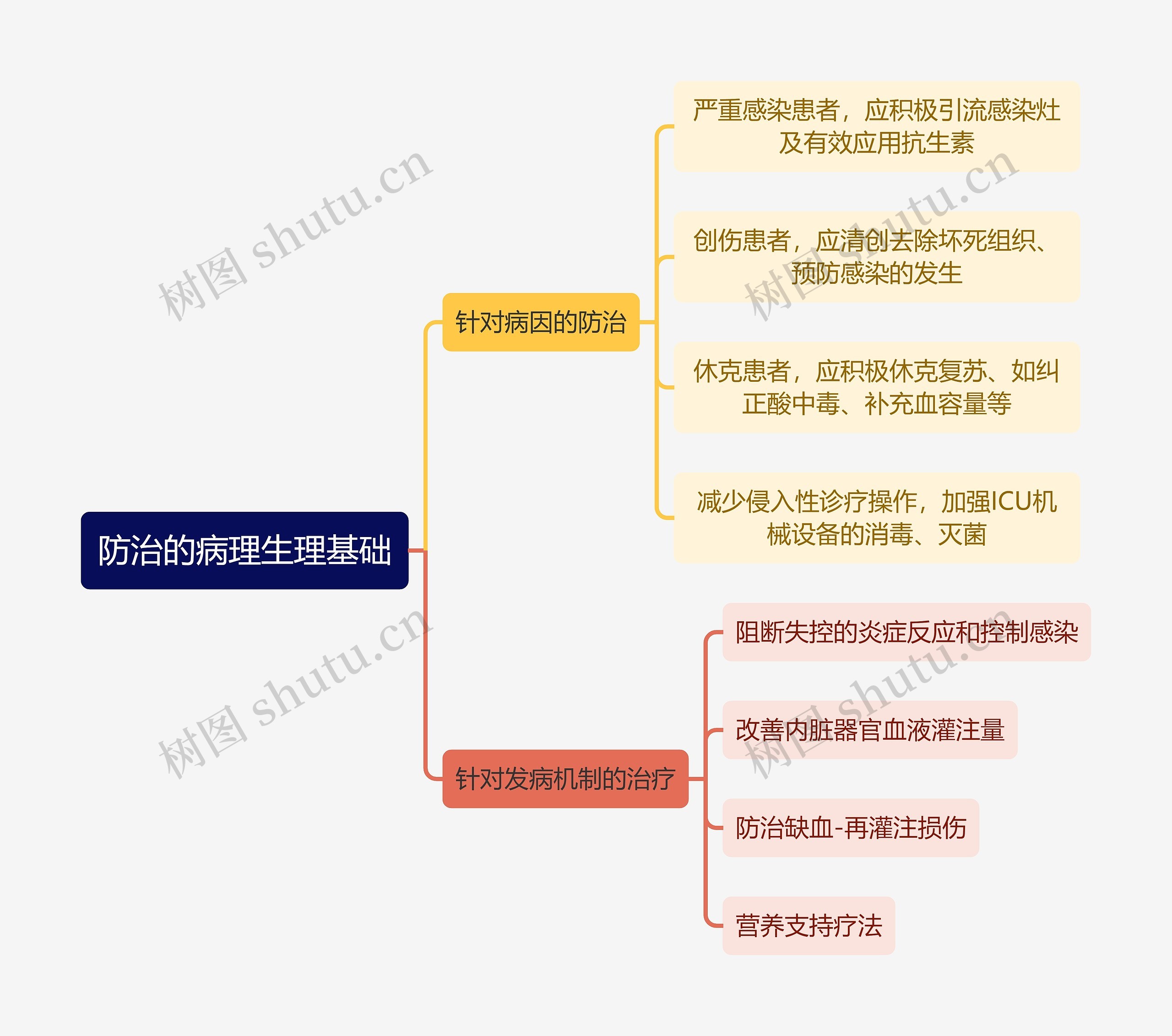 医学知识SIRS防治的病理生理基础思维导图