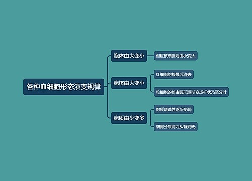 医学知识各种血细胞形态演变规律思维导图