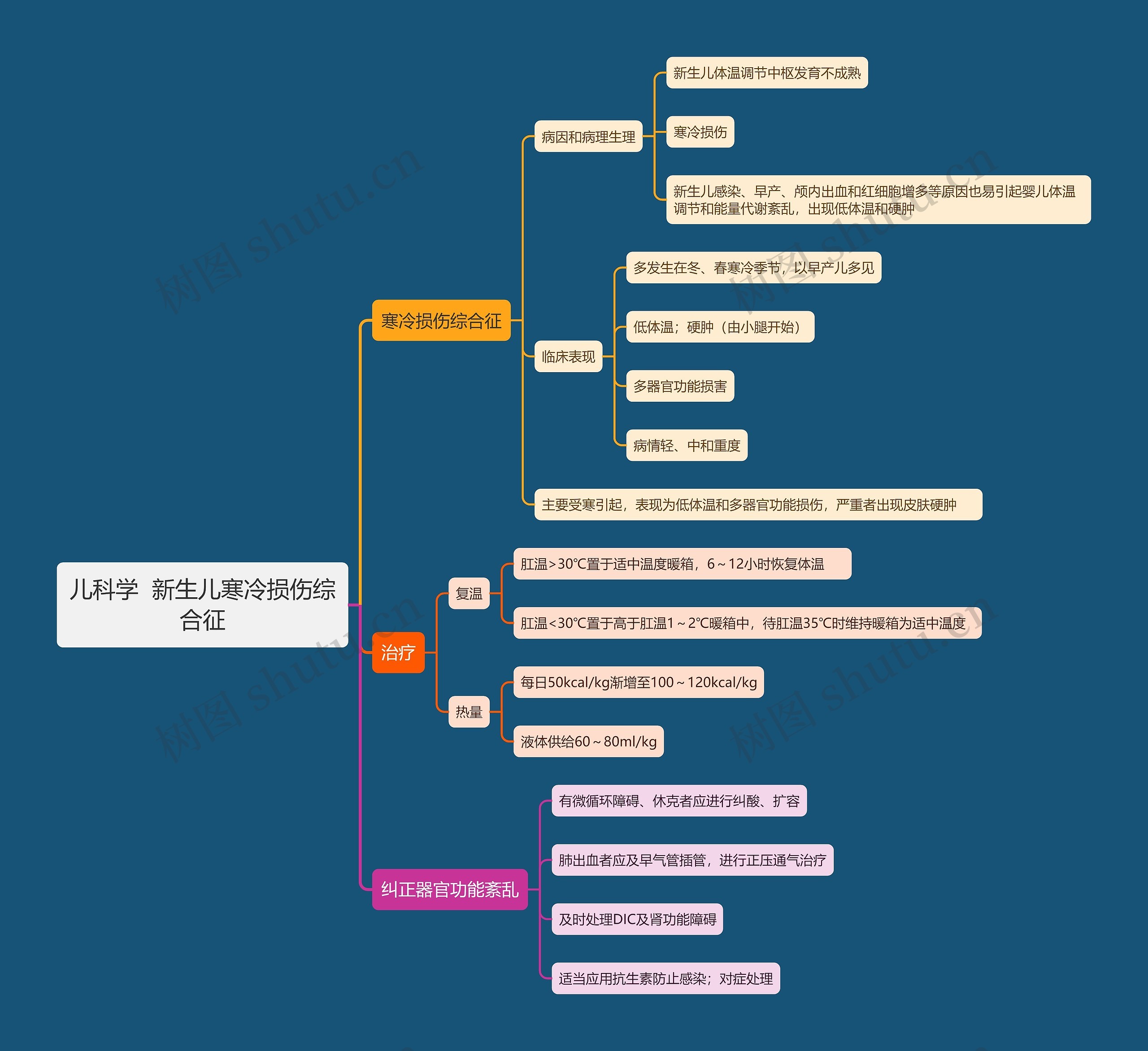 儿科学  新生儿寒冷损伤综合征思维导图