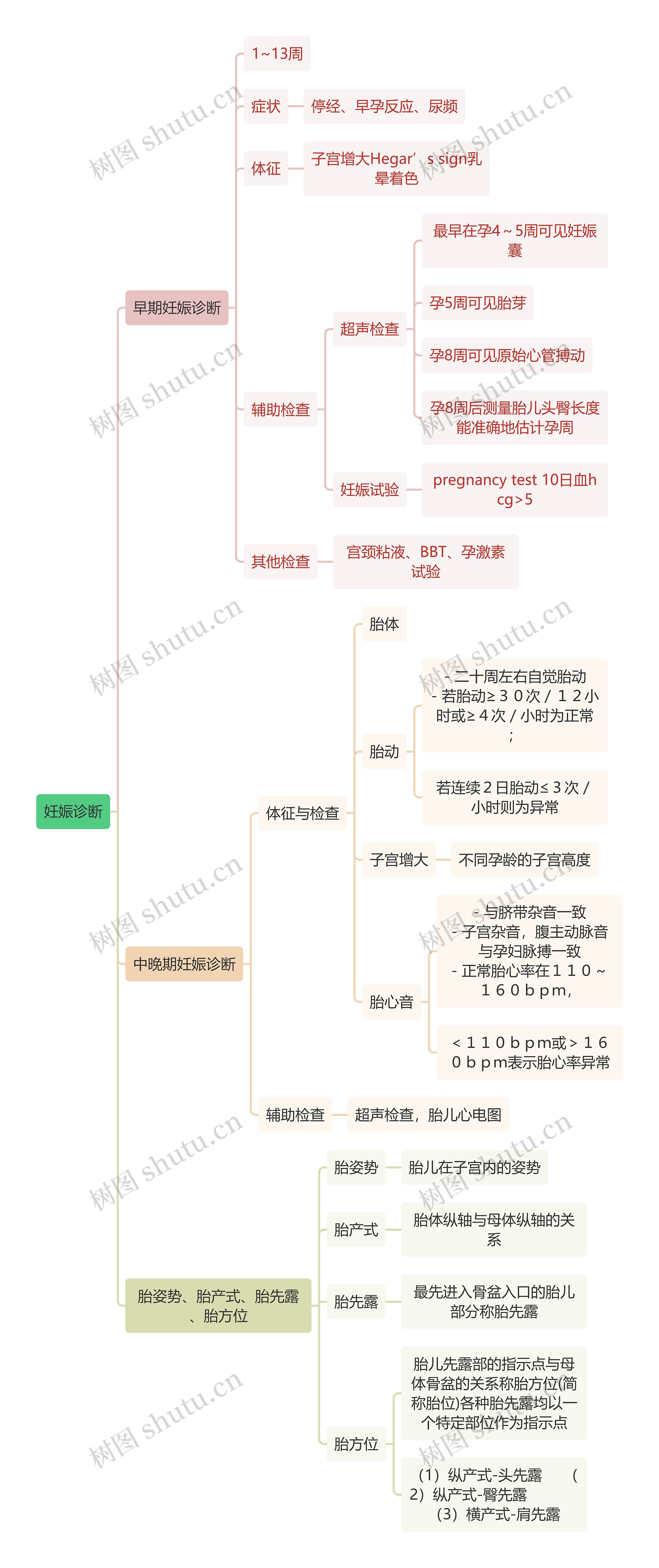 医学知识妊娠诊断思维导图