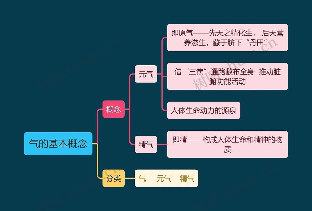 中医知识气的基本概念思维导图_编号t5860057-TreeMind树图