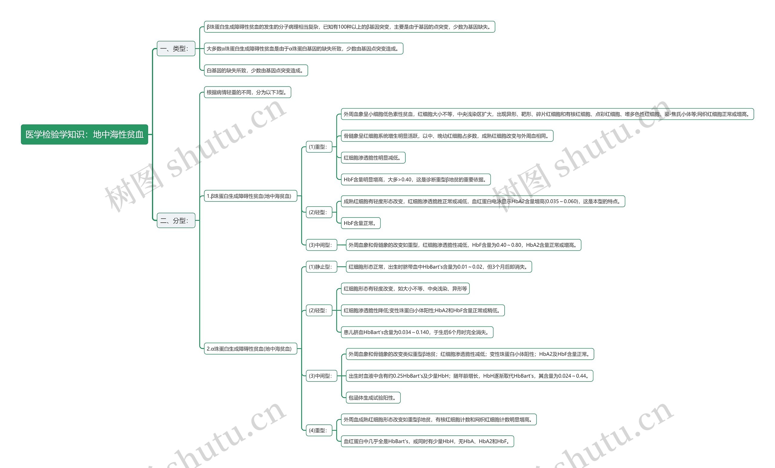 医学检验学知识：地中海性贫血思维导图