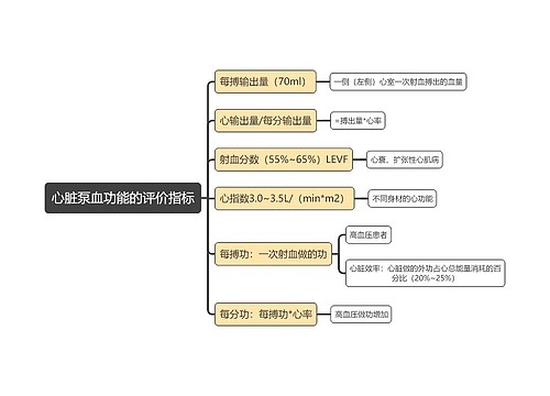 医学知识心脏泵血功能的评价指标思维导图