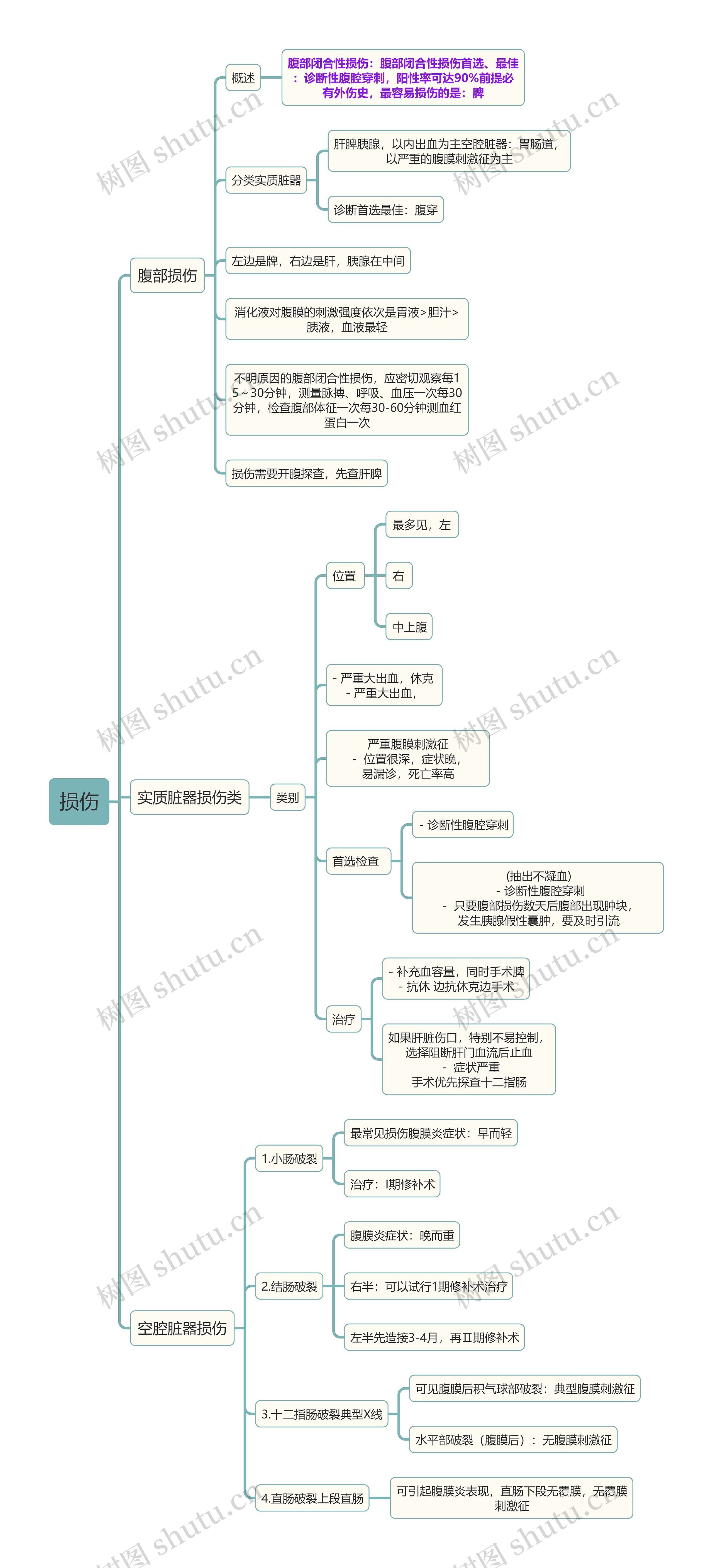 外科学知识脏器损伤思维导图