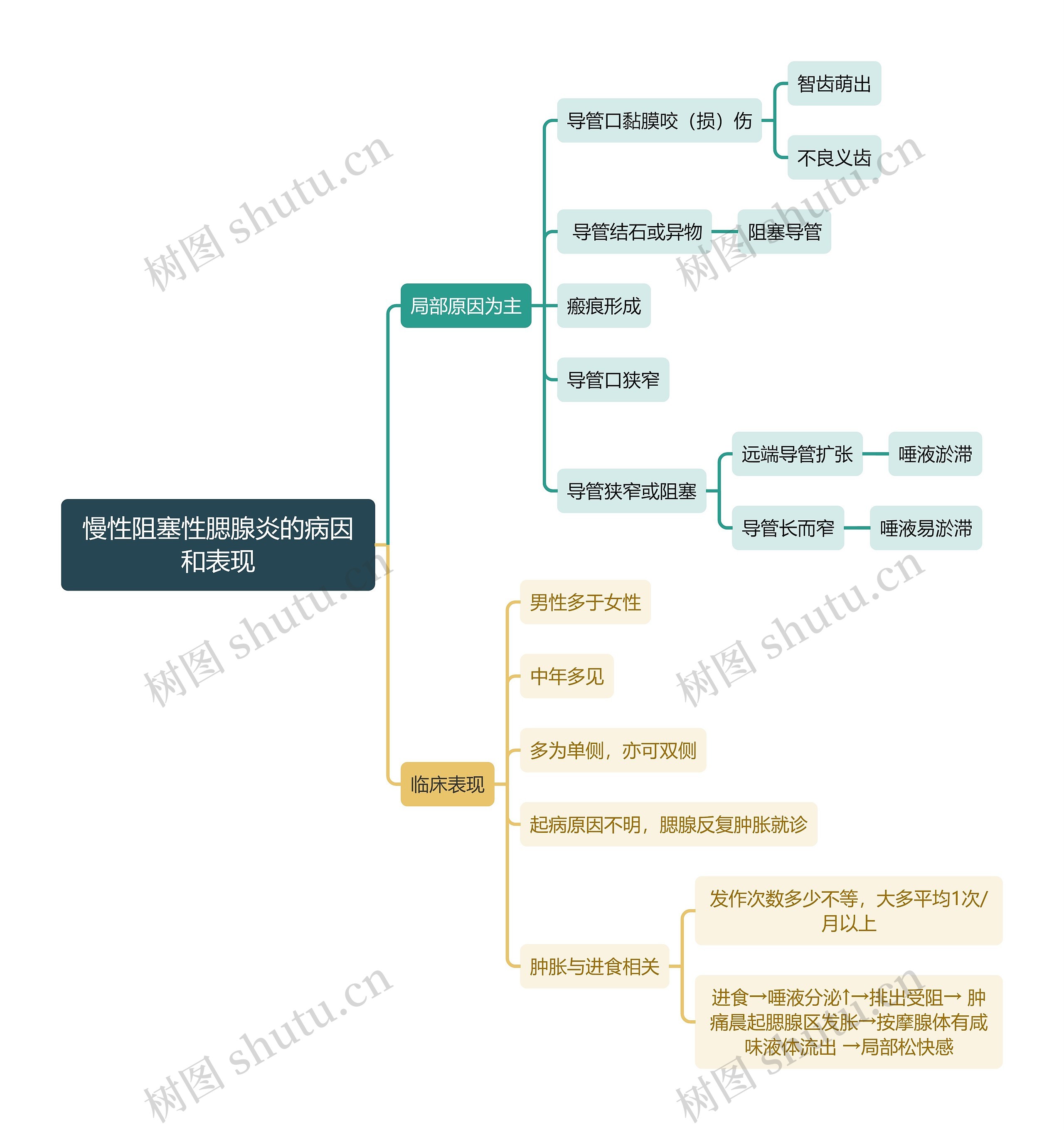 医学知识慢性阻塞性腮腺炎的病因和表现思维导图