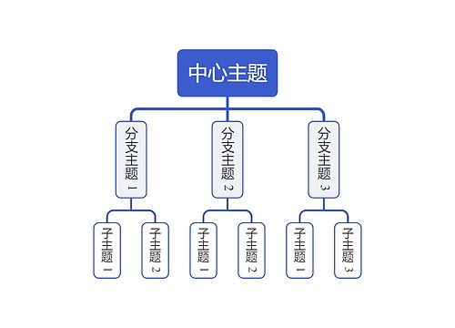 简约蓝色组织架构图主题模板